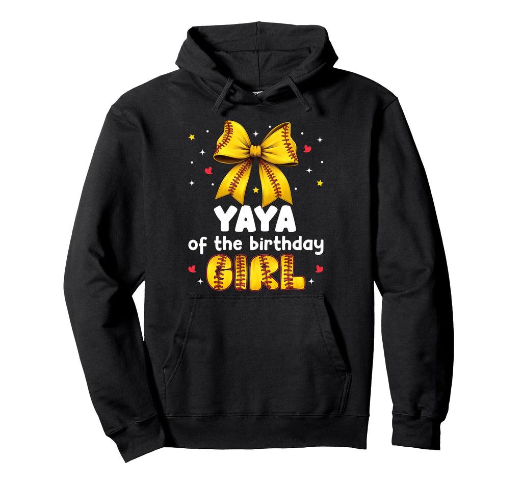 Yaya Birthday Baseball Softball Bow Hoodie - Aesthetic Graphic Unisex - T-Shirt, Sweatshirt, Hoodie
