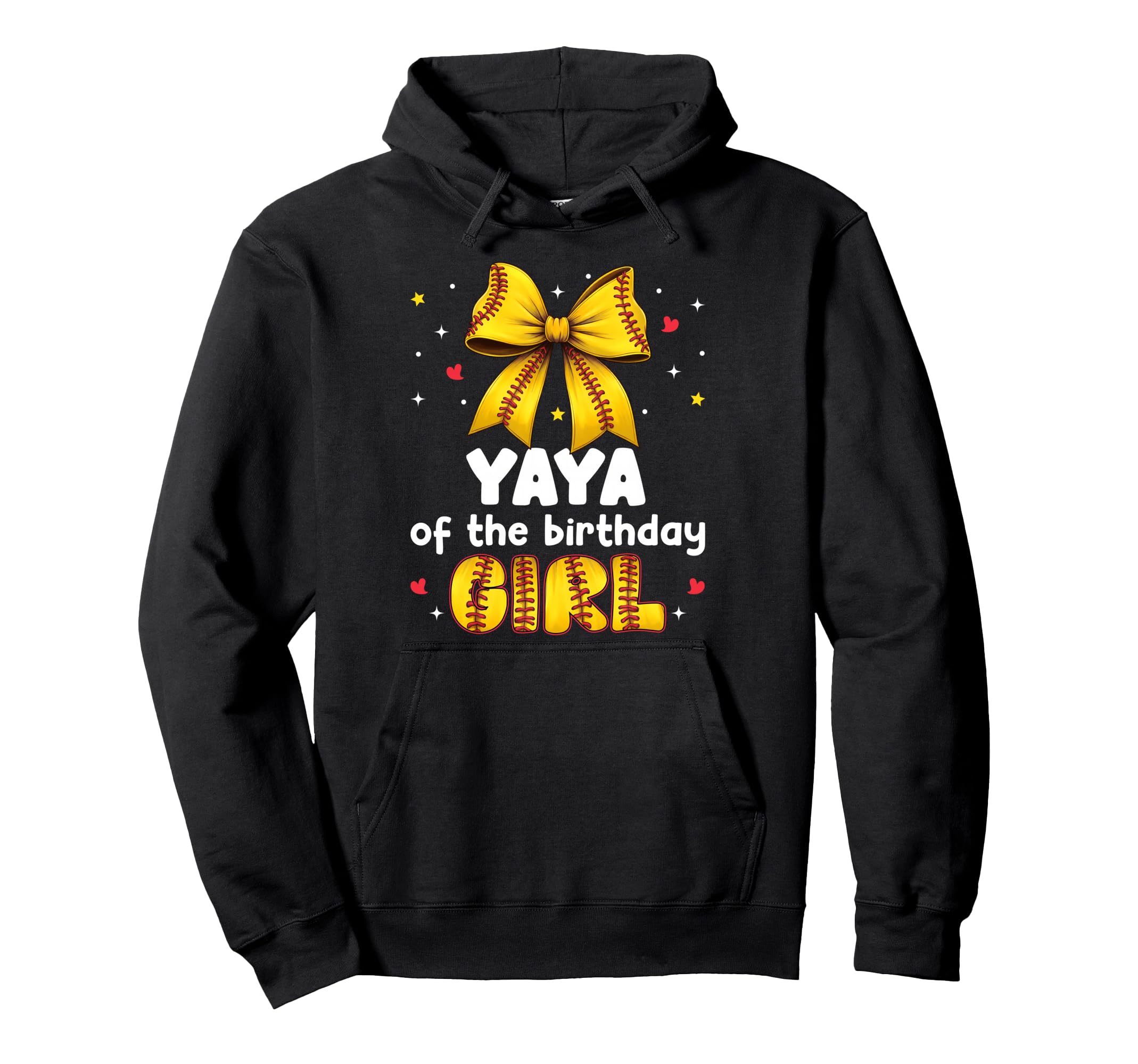 Yaya Birthday Baseball Softball Bow Hoodie - Aesthetic Graphic Unisex - T-Shirt, Sweatshirt, Hoodie