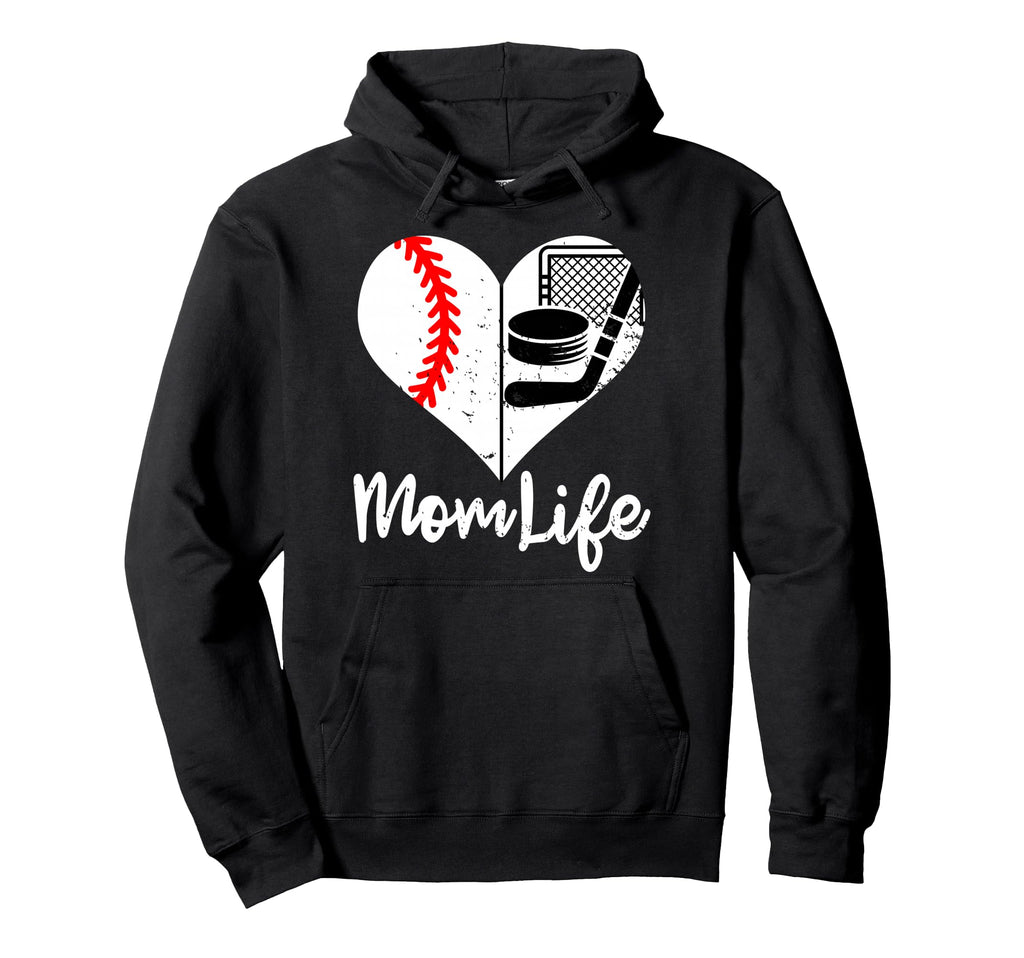 Mom Life Funny Baseball Hockey Mom Hoodie - Trendy Graphic Men Women - T-Shirt, Sweatshirt, Hoodie