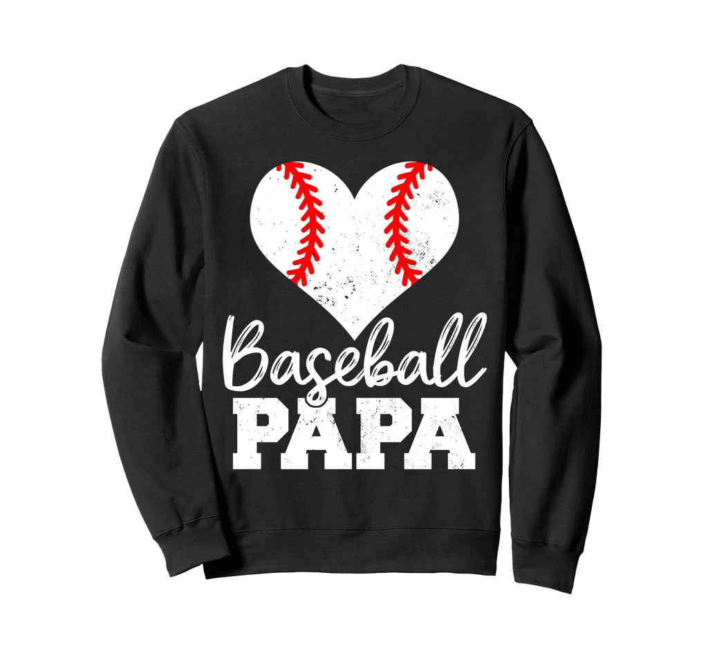 Baseball Papa Heart Funny Baseball Sweatshirt - Novelty Apparel for Adults - T-Shirt, Sweatshirt, Hoodie