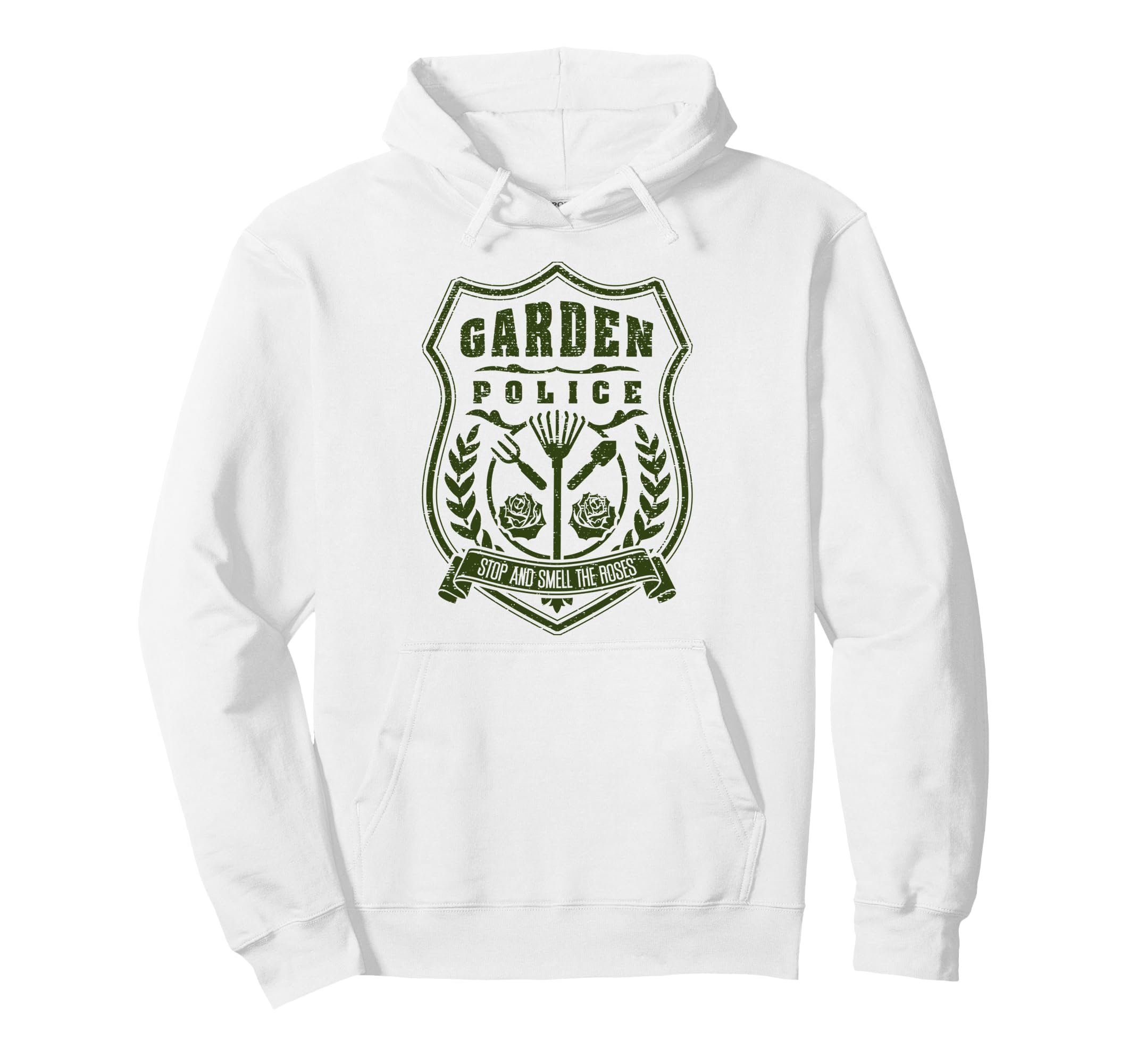 Garden Police Badge Gardener Distressed Hoodie - Unique Graphic Unisex - T-Shirt, Sweatshirt, Hoodie