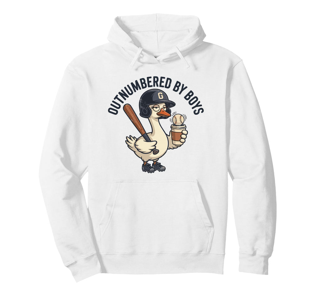 Outnumbered Mom Baseball Mom Goose Family Hoodie - Minimalist Print Unisex - T-Shirt, Sweatshirt, Hoodie