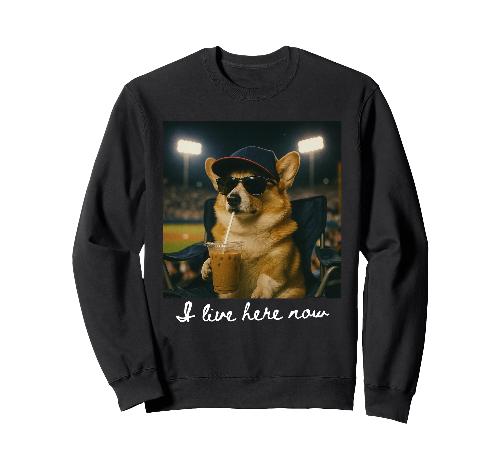I Live Here Now Corgi Mom Baseball Sweatshirt - Graphic Print Men Women - T-Shirt, Sweatshirt, Hoodie