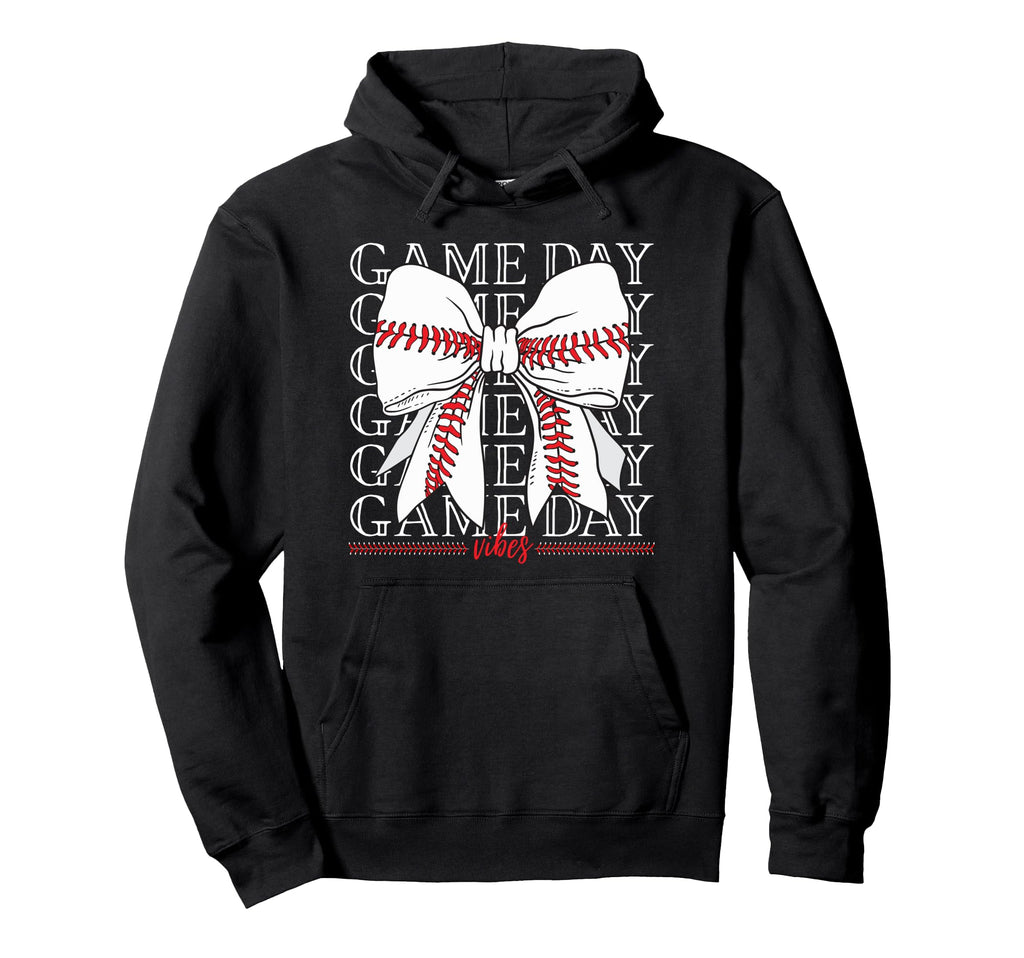 Game Day Vibes Coquette Bow Baseball Mama Hoodie - Graphic Print Unisex - T-Shirt, Sweatshirt, Hoodie