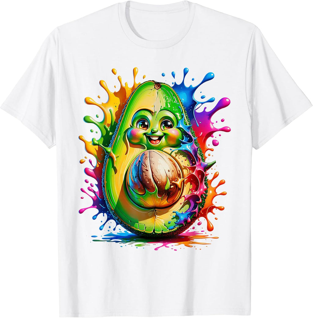 Colorful Avocado Cartoon Rainbow Color Splash - Adult & Kids T-Shirts, Sweatshirts & Hoodies apparel design preview 1