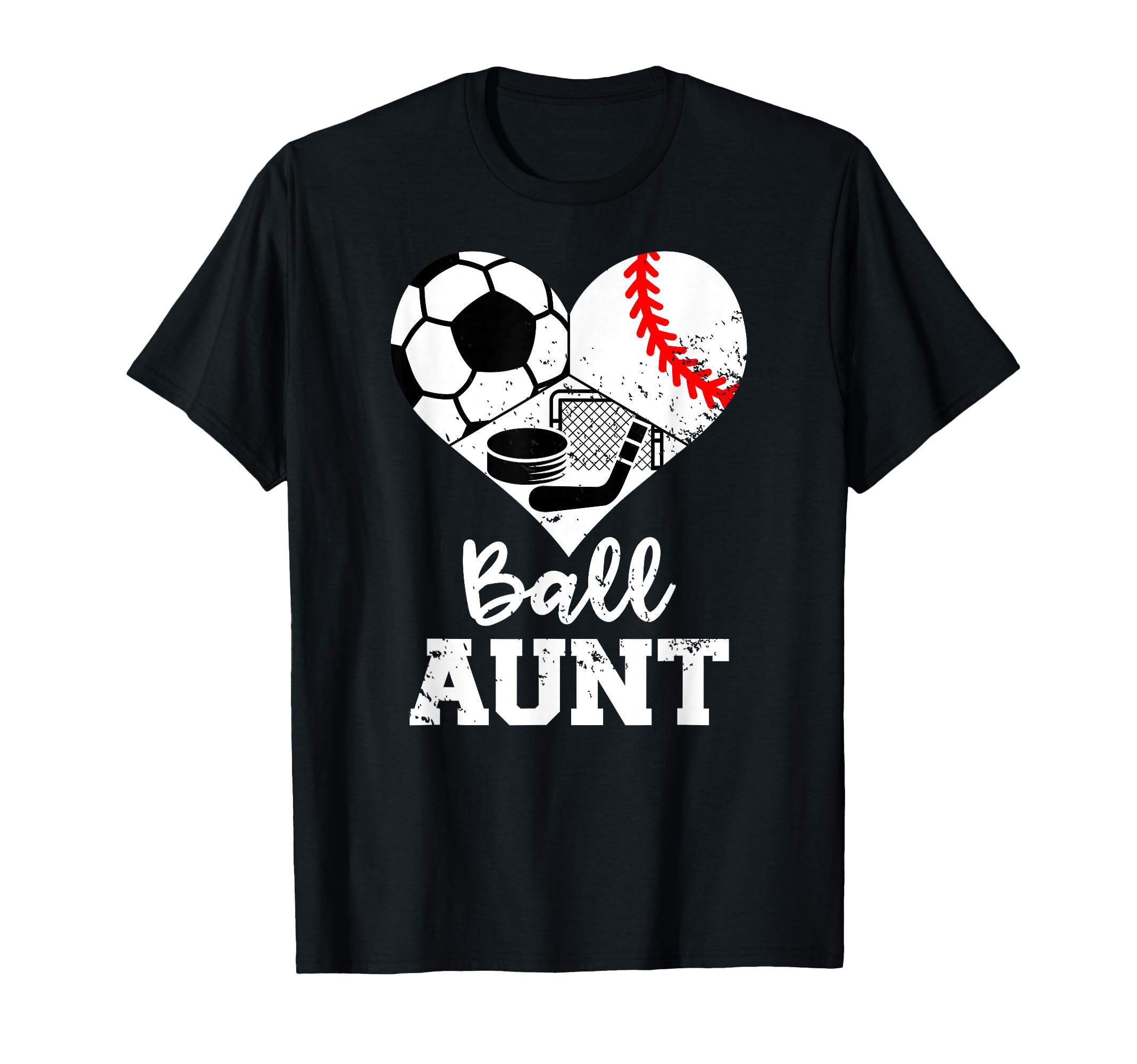 Ball Aunt Heart Funny Soccer Baseball T-Shirt - Unique Graphic for Adults - T-Shirt, Sweatshirt, Hoodie