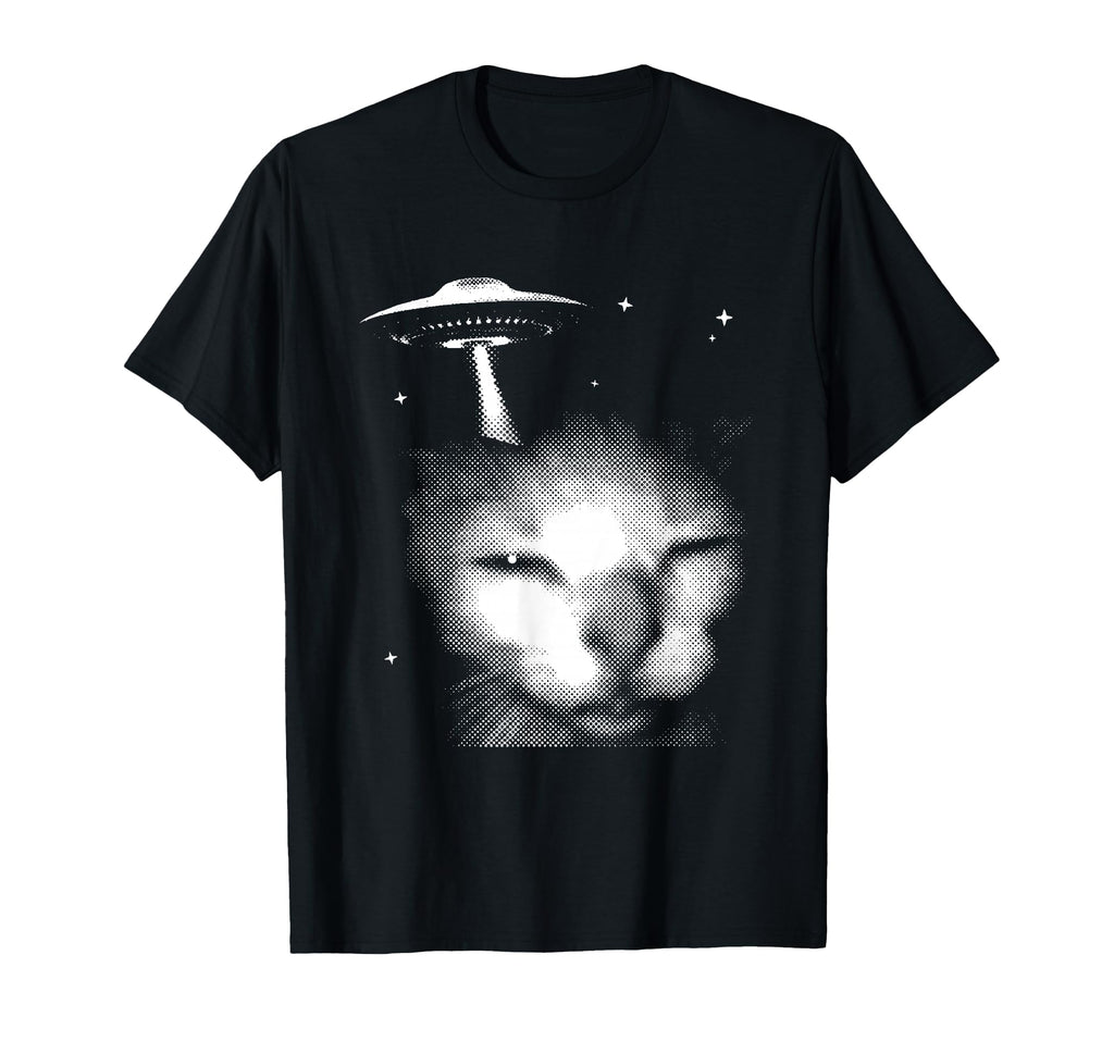 Y2K Alien Ufo Cat 90S Silly Cats Cat T-Shirt - Minimalist Print Men Women - T-Shirt, Sweatshirt, Hoodie