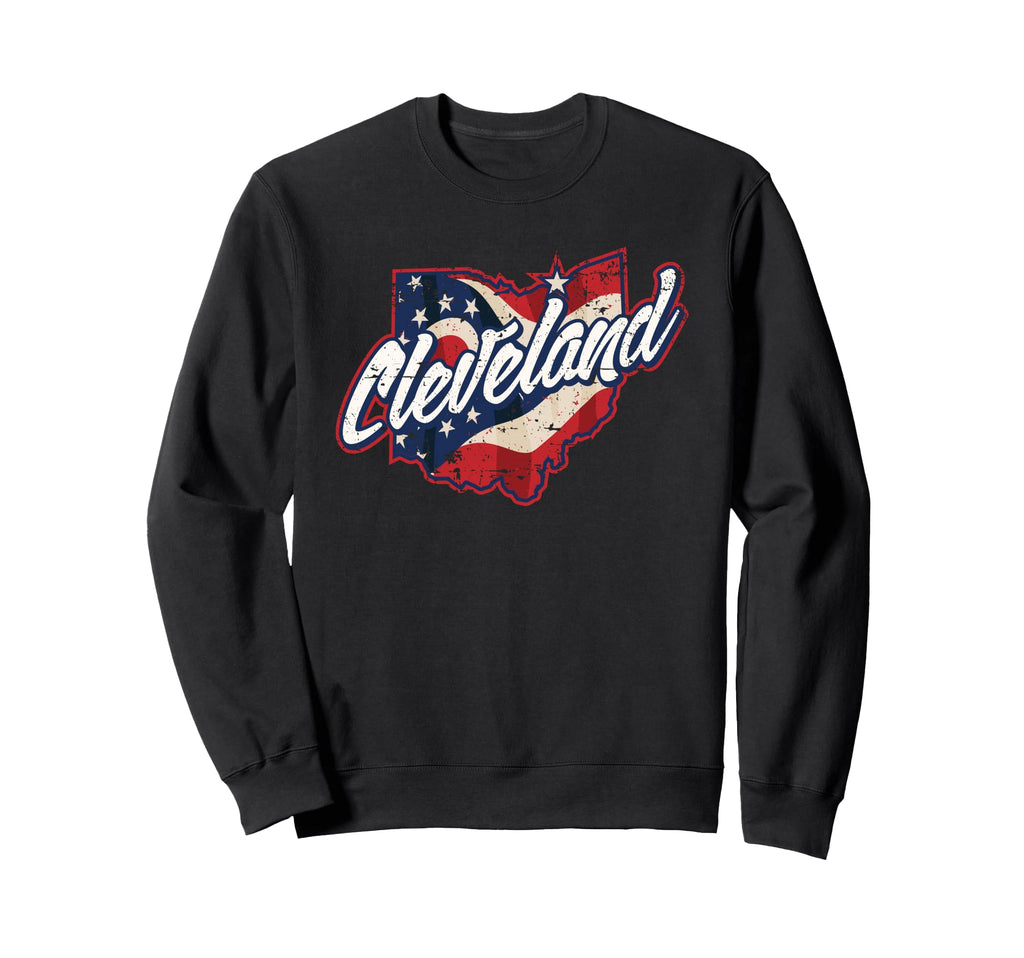 Cleveland Ohio Flag Overlay Sweatshirt - Trendy Graphic for Adults - T-Shirt, Sweatshirt, Hoodie