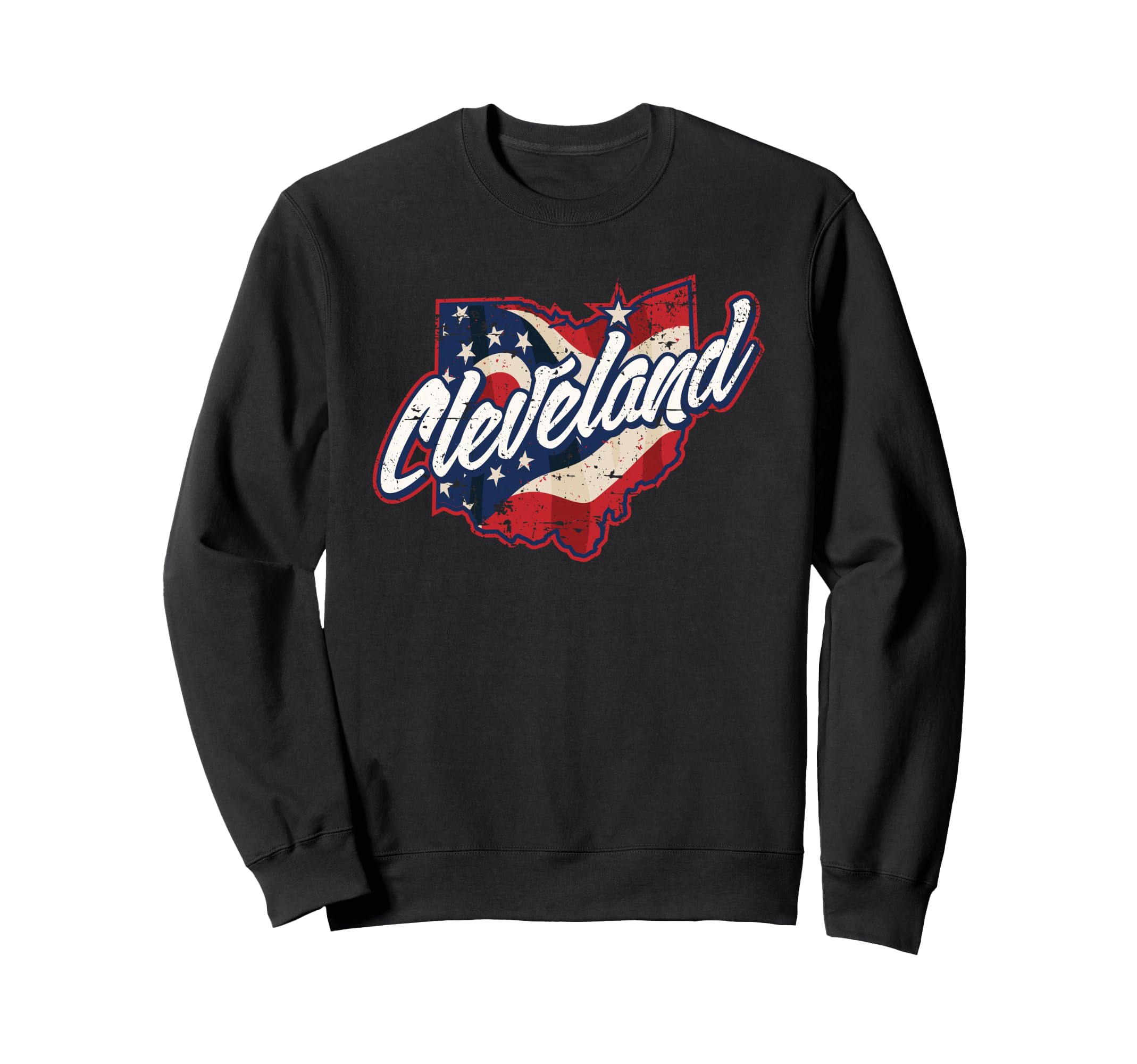 Cleveland Ohio Flag Overlay Sweatshirt - Trendy Graphic for Adults - T-Shirt, Sweatshirt, Hoodie