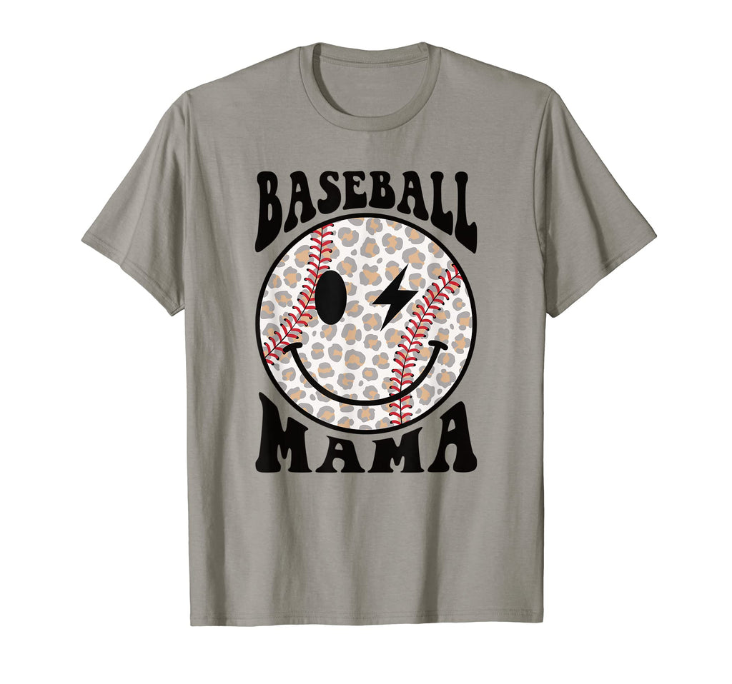 Baseball Mama Happy Face Smile T-Shirt - Casual Everyday Wear Men Women - T-Shirt, Sweatshirt, Hoodie