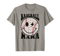 Baseball Mama Happy Face Smile T-Shirt - Casual Everyday Wear Men Women - T-Shirt, Sweatshirt, Hoodie