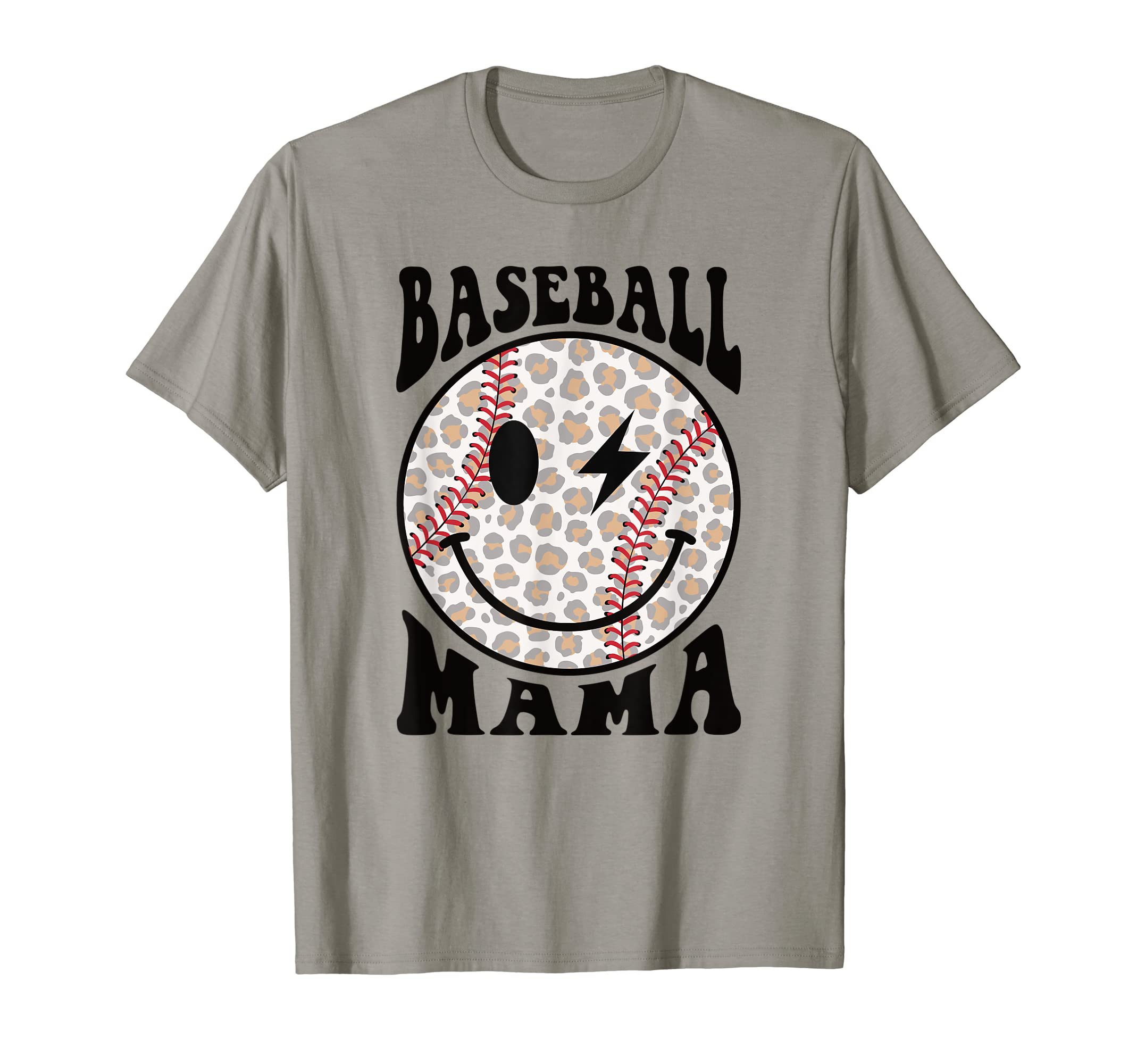 Baseball Mama Happy Face Smile T-Shirt - Casual Everyday Wear Men Women - T-Shirt, Sweatshirt, Hoodie