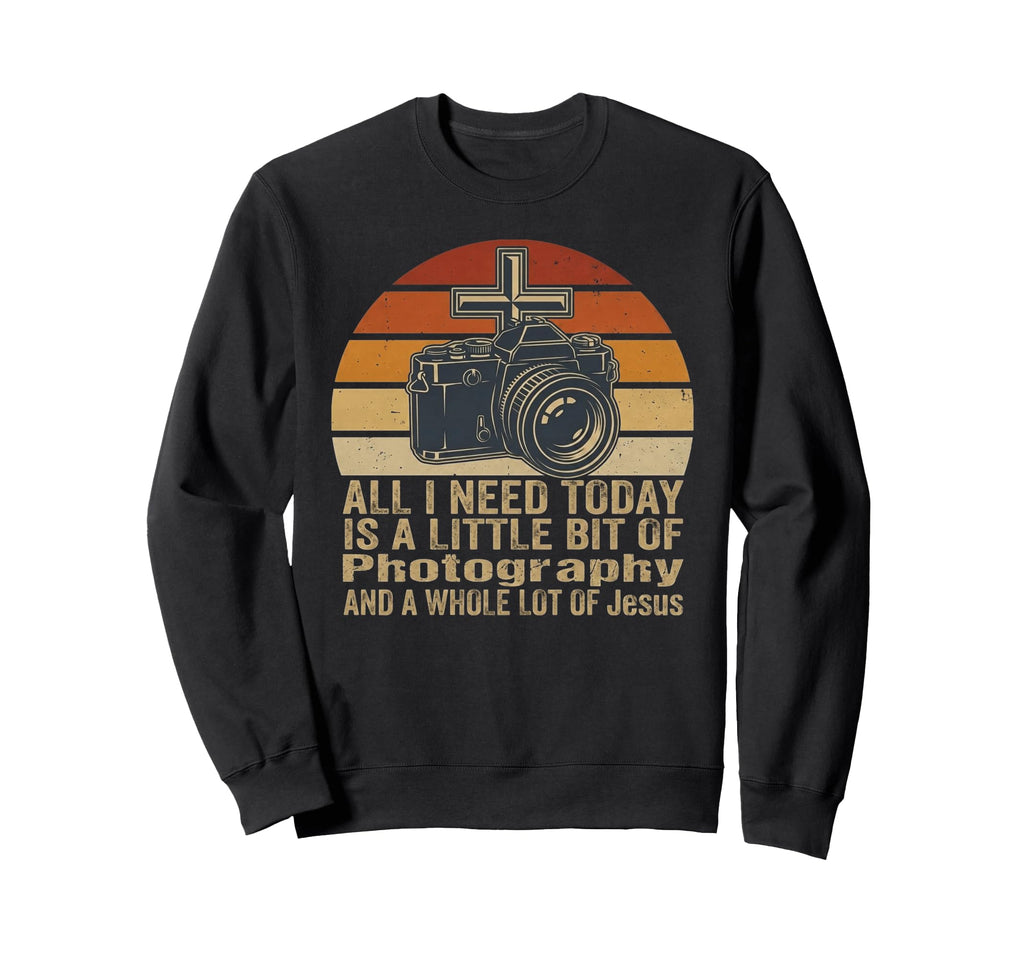 Photography And Jesus Camera Sweatshirt - Graphic Print Men Women - T-Shirt, Sweatshirt, Hoodie