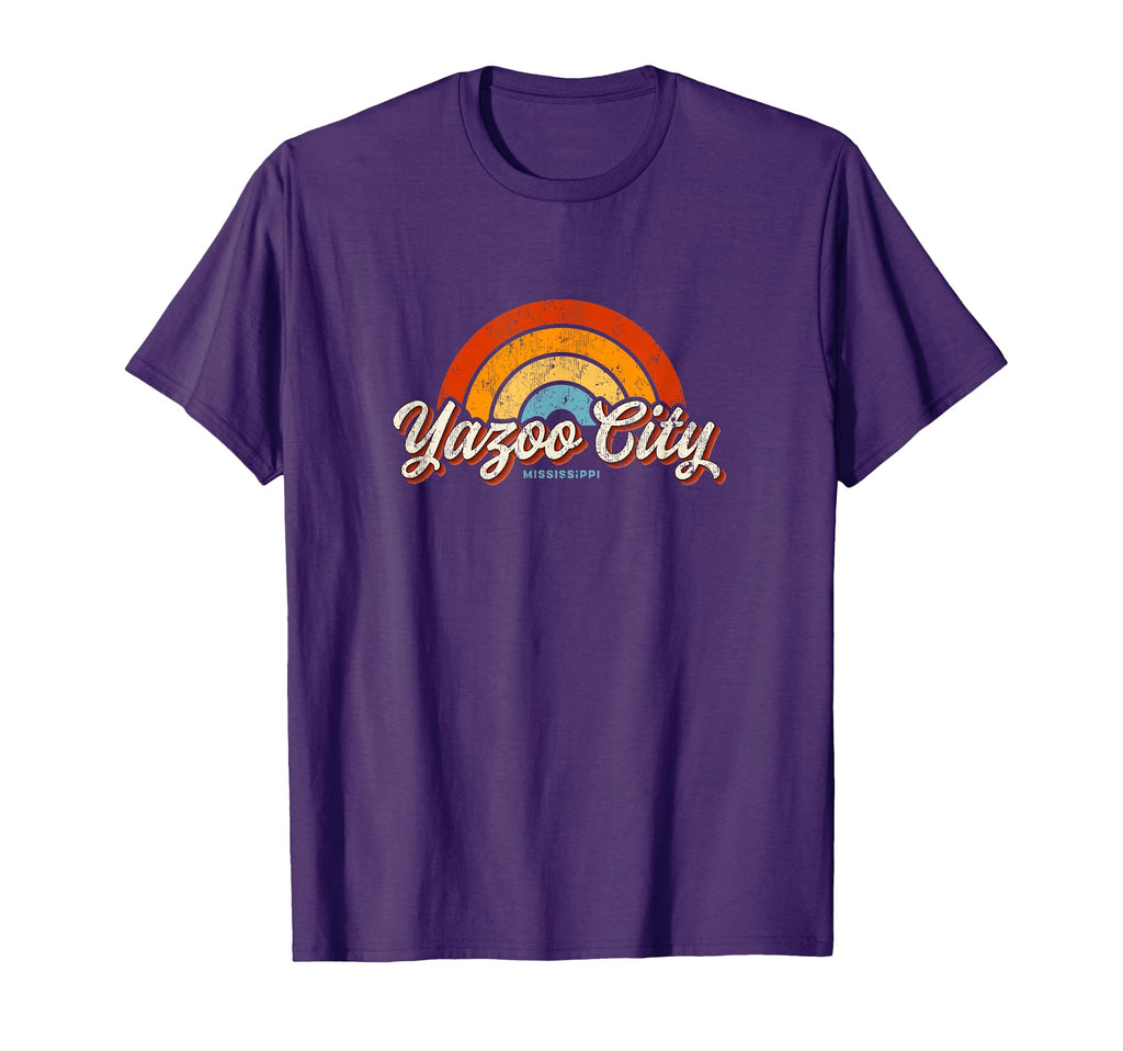 Yazoo City Mississippi Ms Rainbow 70S T-Shirt - Novelty Apparel for Adults - T-Shirt, Sweatshirt, Hoodie