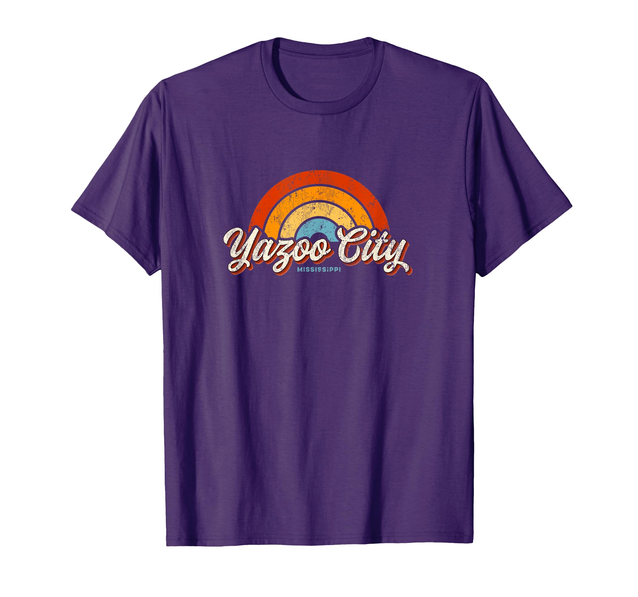 Yazoo City Mississippi Ms Rainbow 70S T-Shirt - Novelty Apparel for Adults - T-Shirt, Sweatshirt, Hoodie