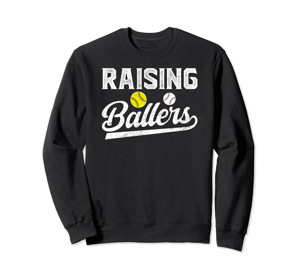 Raising Ballers Baseball Softball Sweatshirt - Graphic Print for Adults - T-Shirt, Sweatshirt, Hoodie
