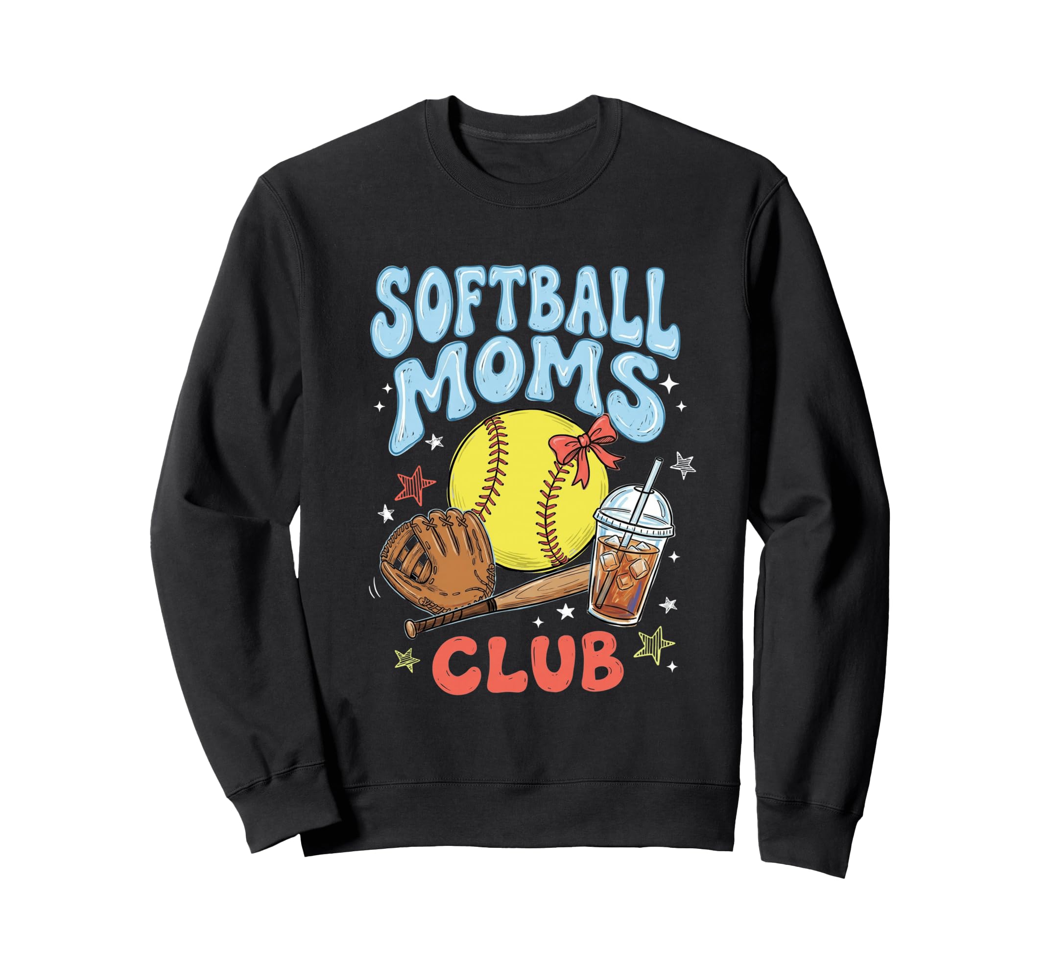 Softball Moms Club Coquette Bow Sweatshirt - Unique Graphic for Adults - T-Shirt, Sweatshirt, Hoodie