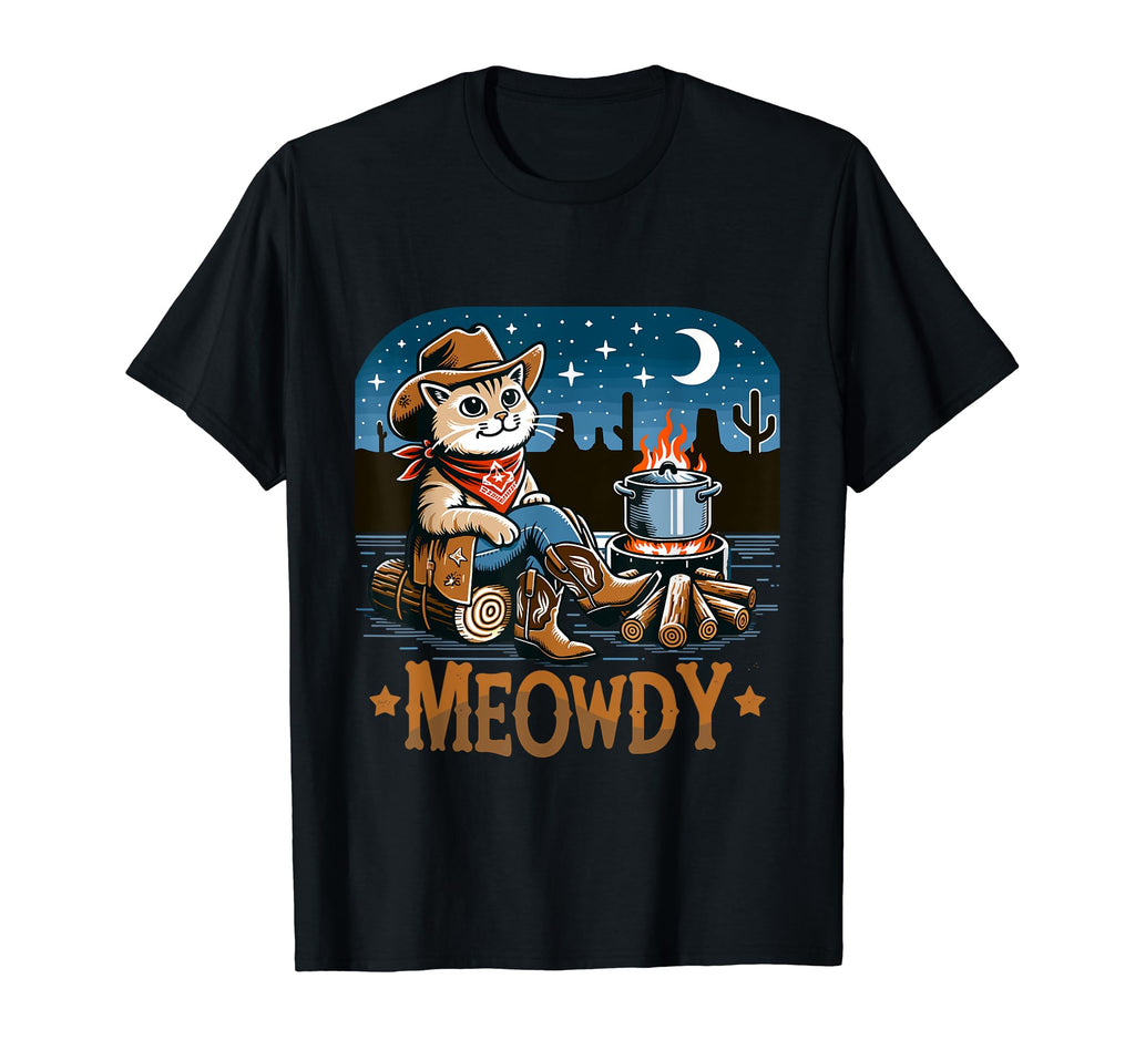 Meowdy Country Cowboy Western Cat T-Shirt - Casual Everyday Wear Unisex - T-Shirt, Sweatshirt, Hoodie