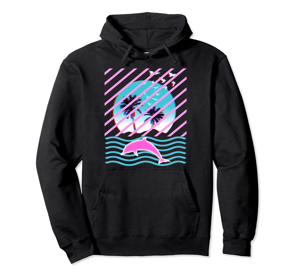 Aesthetic Vaporwave Dolphin Japanese Hoodie - Streetwear Style Men Women - T-Shirt, Sweatshirt, Hoodie