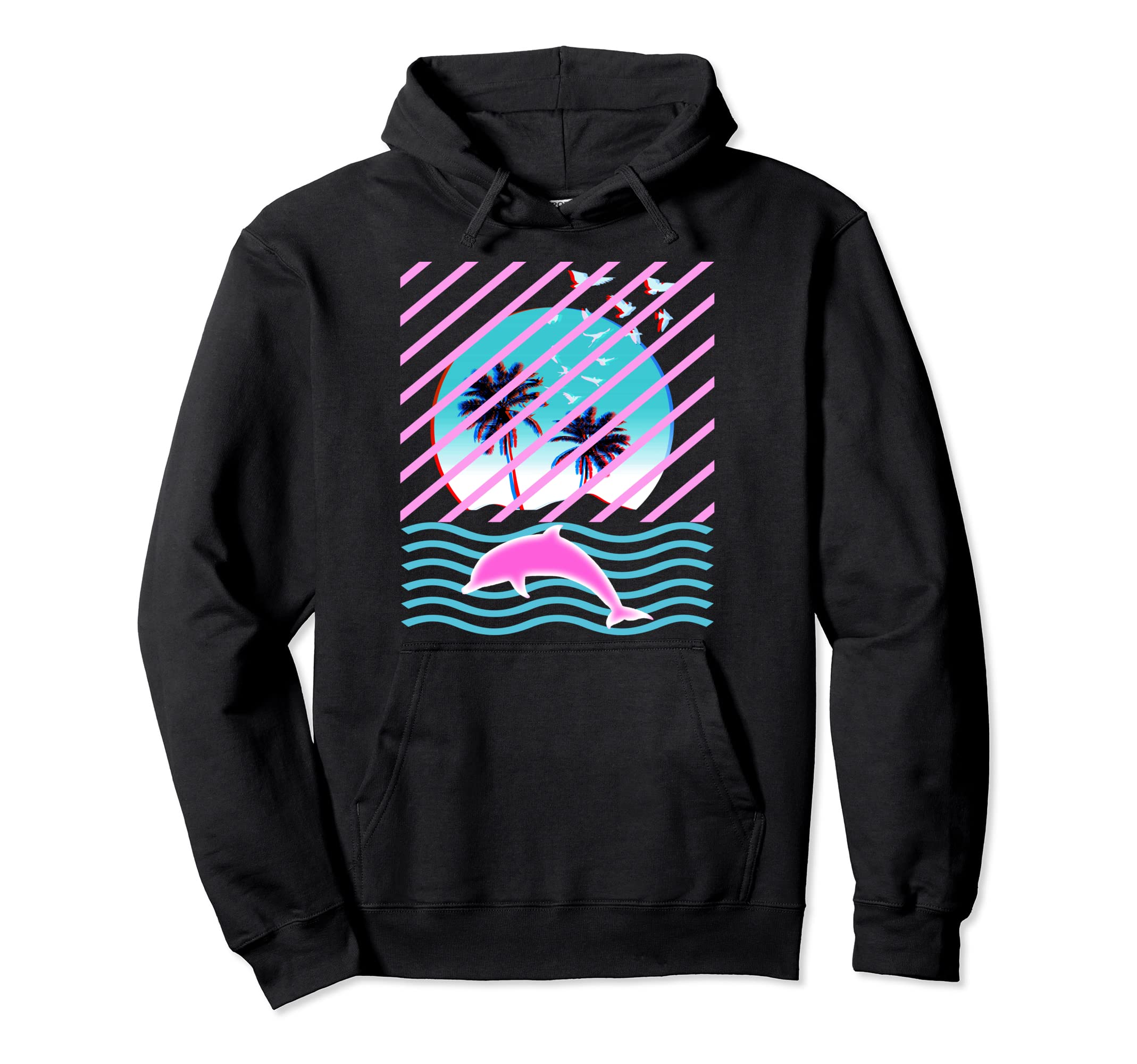 Aesthetic Vaporwave Dolphin Japanese Hoodie - Streetwear Style Men Women - T-Shirt, Sweatshirt, Hoodie