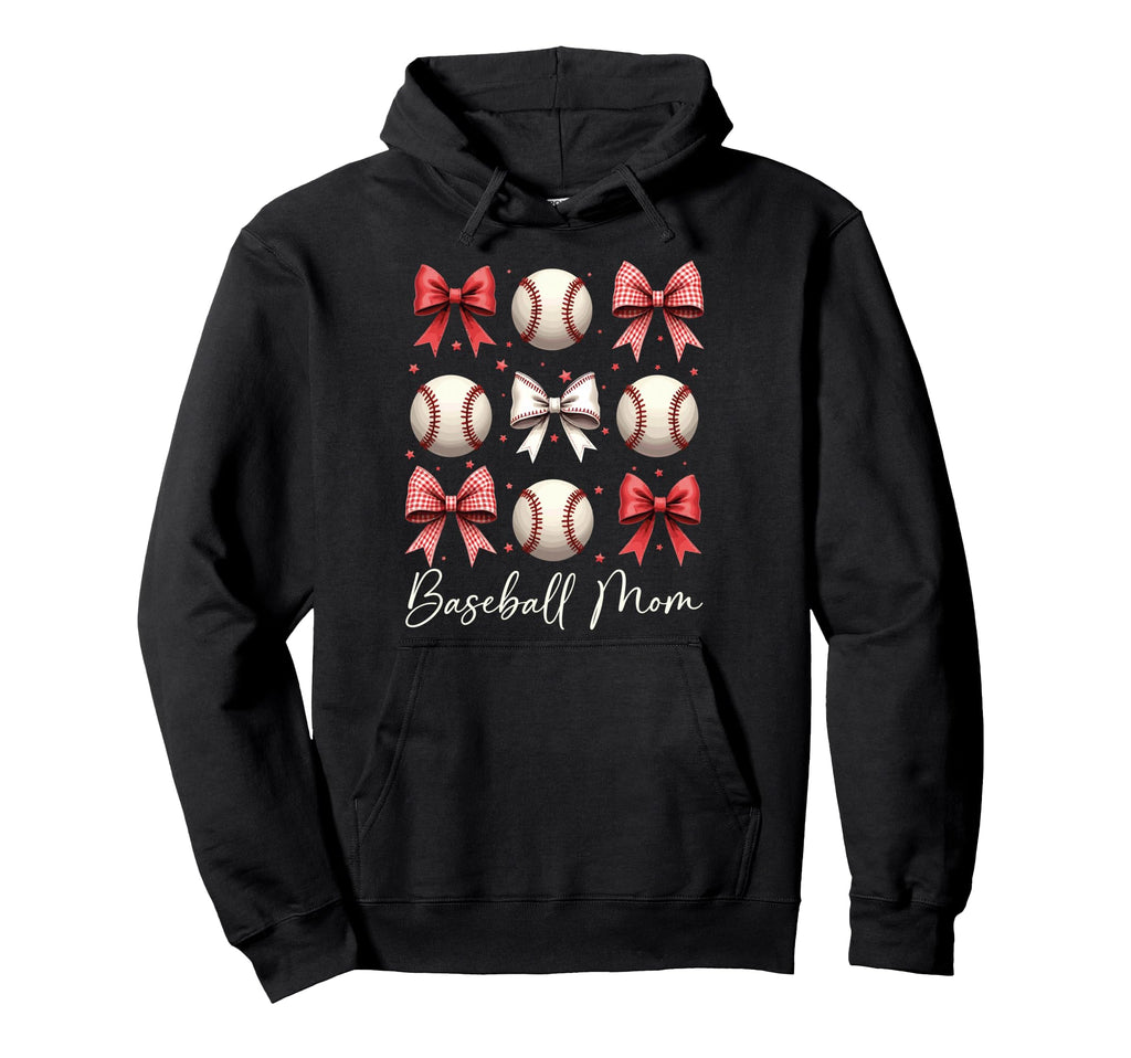 Baseball Mom Funny Coquette Bow Hoodie - Minimalist Print for Adults - T-Shirt, Sweatshirt, Hoodie