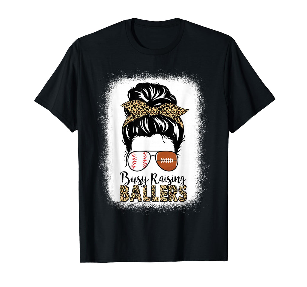 Baseball Football Mom Messy Bun Busy T-Shirt - Novelty Apparel Unisex - T-Shirt, Sweatshirt, Hoodie