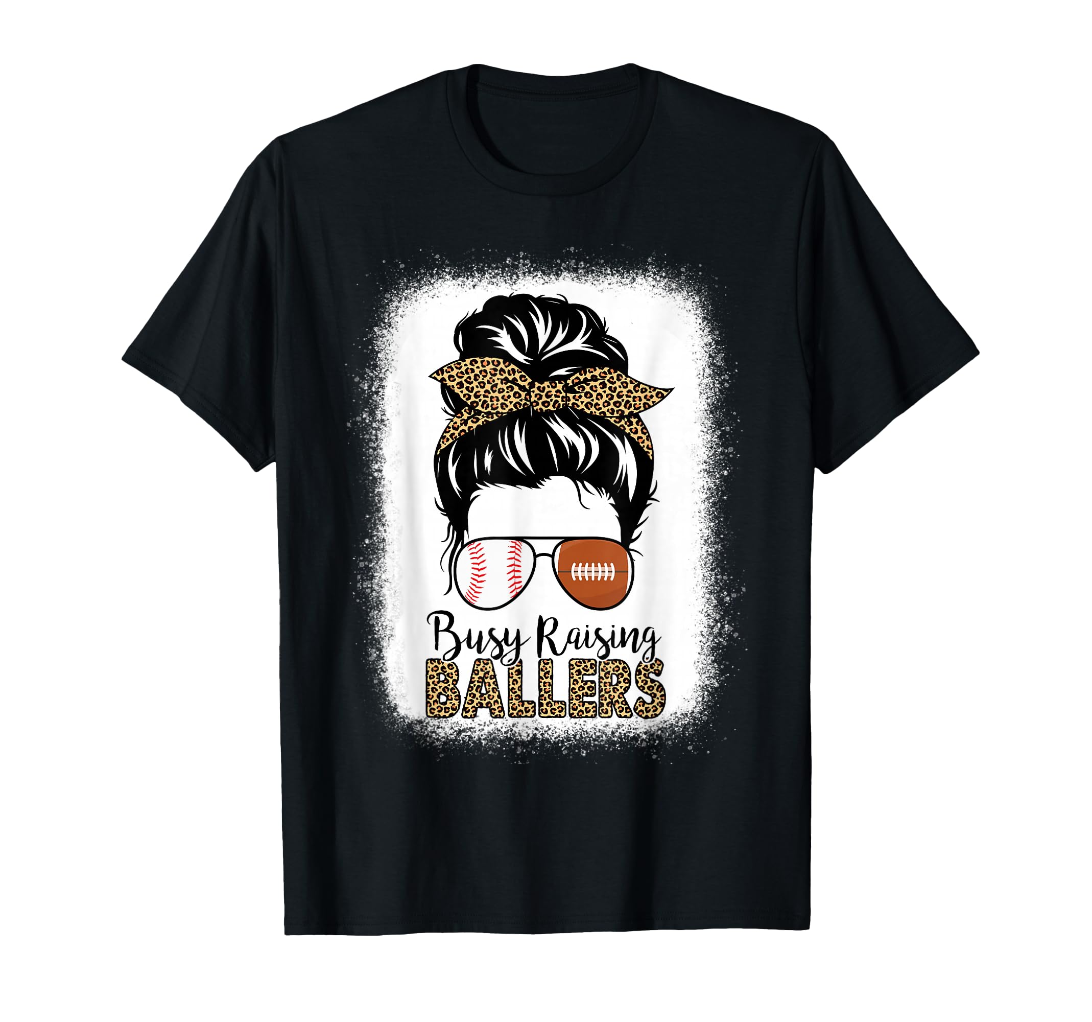 Baseball Football Mom Messy Bun Busy T-Shirt - Novelty Apparel Unisex - T-Shirt, Sweatshirt, Hoodie