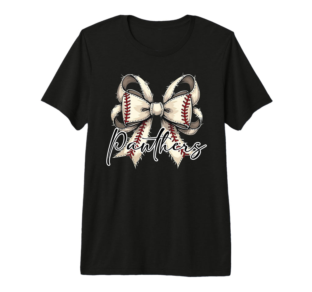 Panthers Baseball Coquette Bow T-Shirt - Casual Everyday Wear for Adults - T-Shirt, Sweatshirt, Hoodie