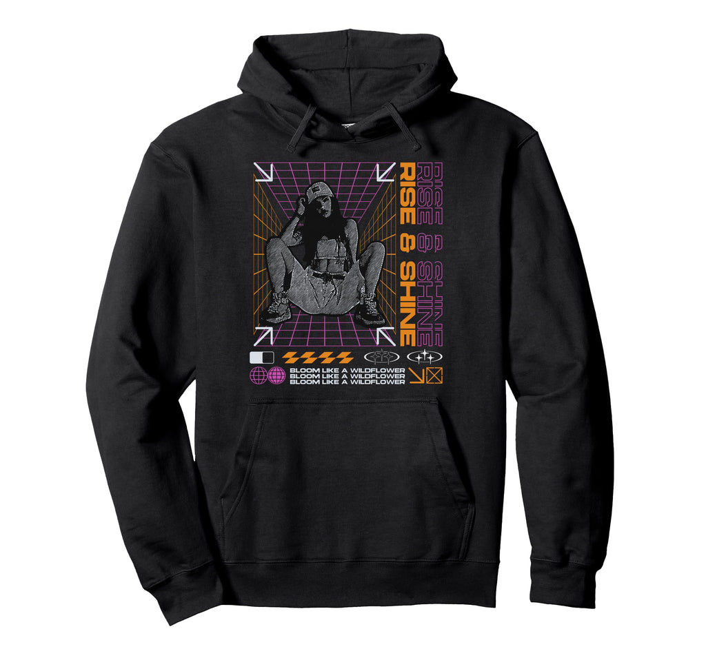 Y2K Rise And Shine Bold Urban Graffiti Hoodie - Unique Graphic Unisex - T-Shirt, Sweatshirt, Hoodie