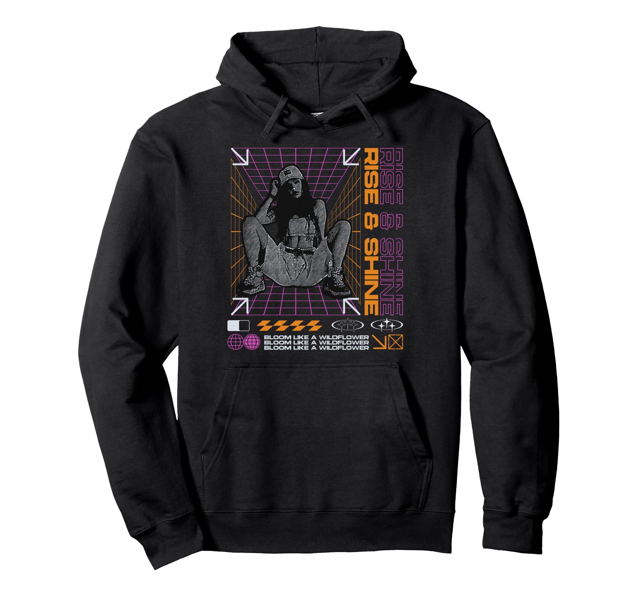 Y2K Rise And Shine Bold Urban Graffiti Hoodie - Unique Graphic Unisex - T-Shirt, Sweatshirt, Hoodie