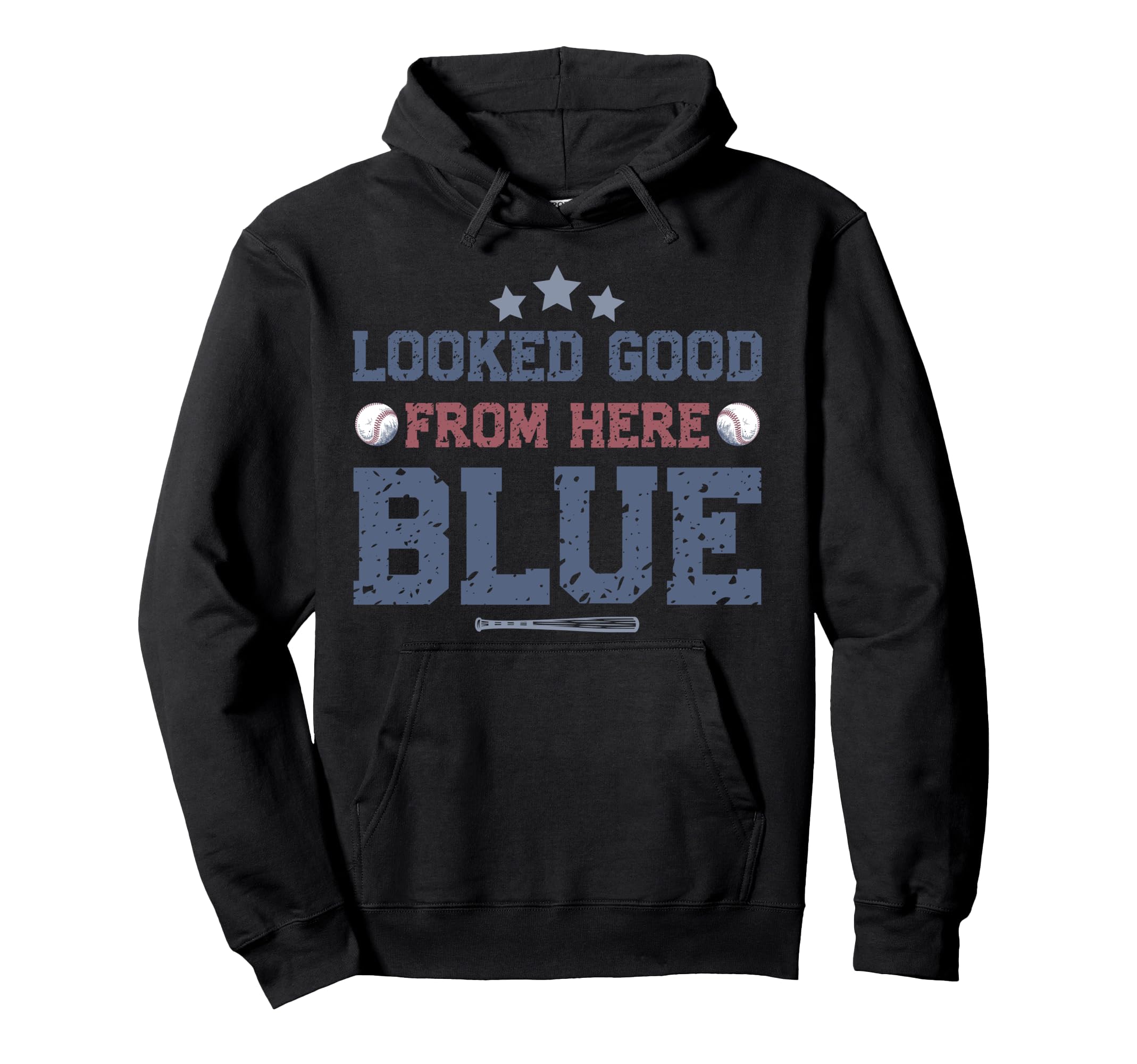 Looked Good From Here Blue Funny Baseball Hoodie - Graphic Print Unisex - T-Shirt, Sweatshirt, Hoodie