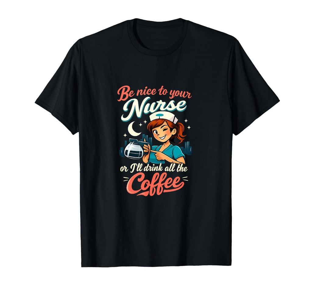 Nurse Night Shift Coffee Diner Script T-Shirt - Graphic Print for Adults - T-Shirt, Sweatshirt, Hoodie