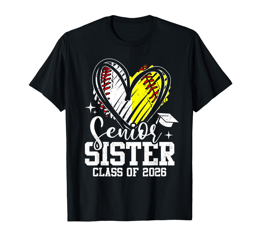 Senior Sister Class 2026 Baseball T-Shirt - Custom Art Print for Adults - T-Shirt, Sweatshirt, Hoodie