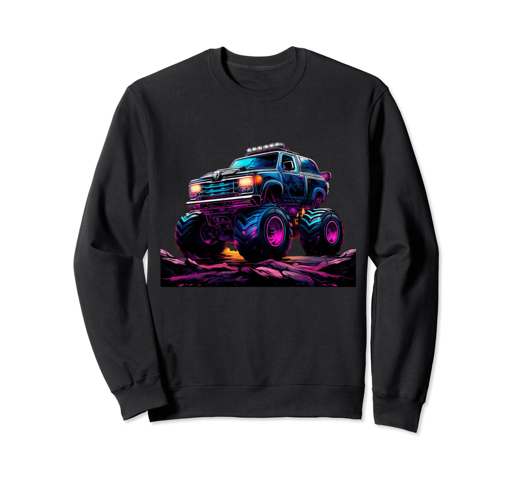 Monster Trucks Vaporwave Aesthetic Sweatshirt - Graphic Print for Adults - T-Shirt, Sweatshirt, Hoodie