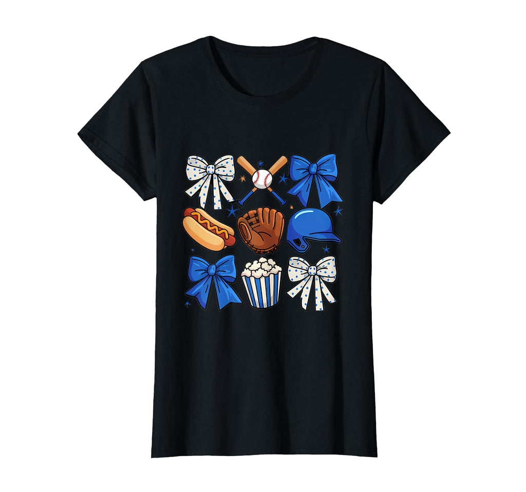 Baseball Game Day Blue Coquette Bow T-Shirt - Streetwear Style for Adults - T-Shirt, Sweatshirt, Hoodie