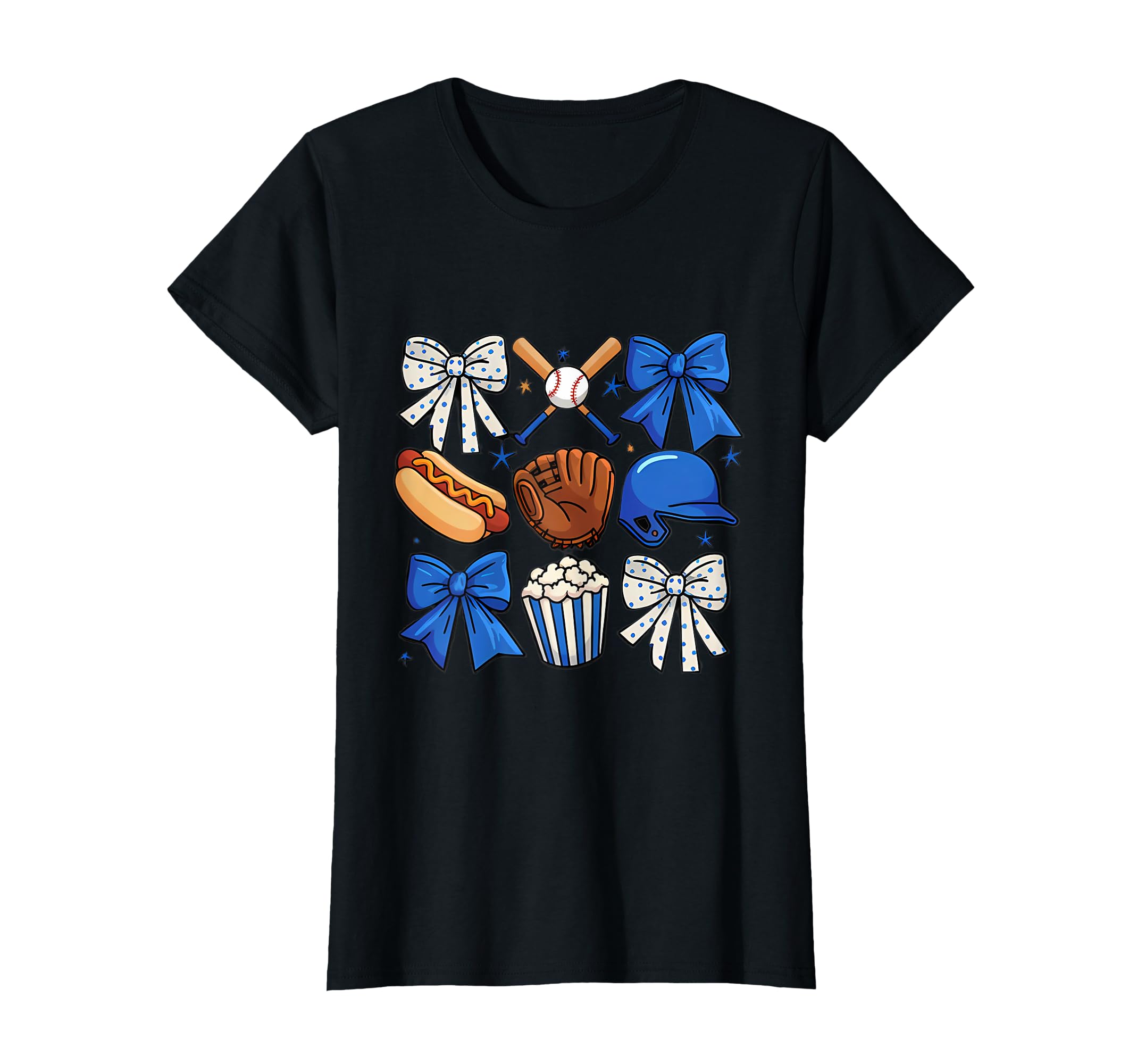 Baseball Game Day Blue Coquette Bow T-Shirt - Streetwear Style for Adults - T-Shirt, Sweatshirt, Hoodie