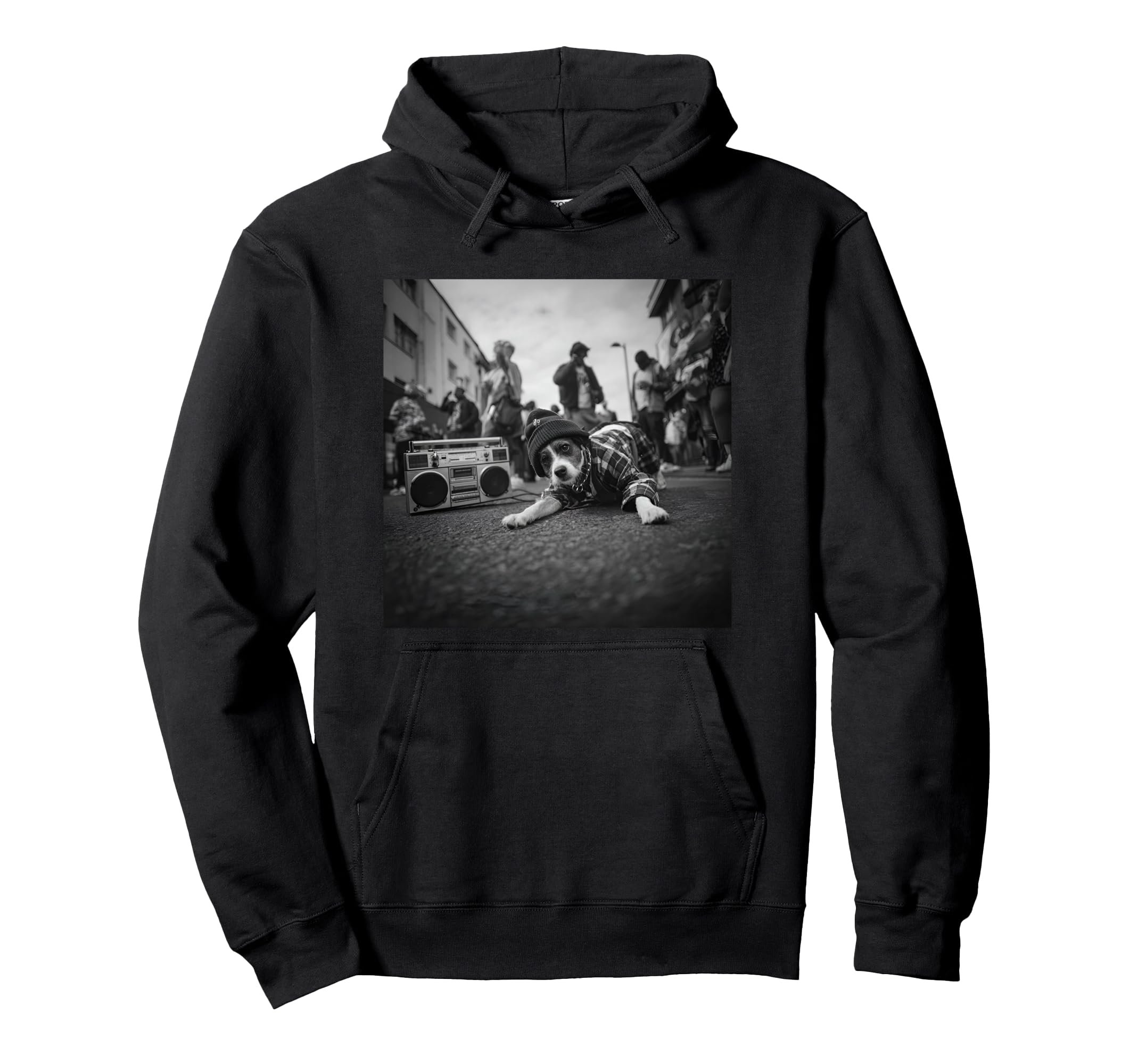Old School Hip Hop Dog Breakdancing Hoodie - Graphic Print for Adults - T-Shirt, Sweatshirt, Hoodie