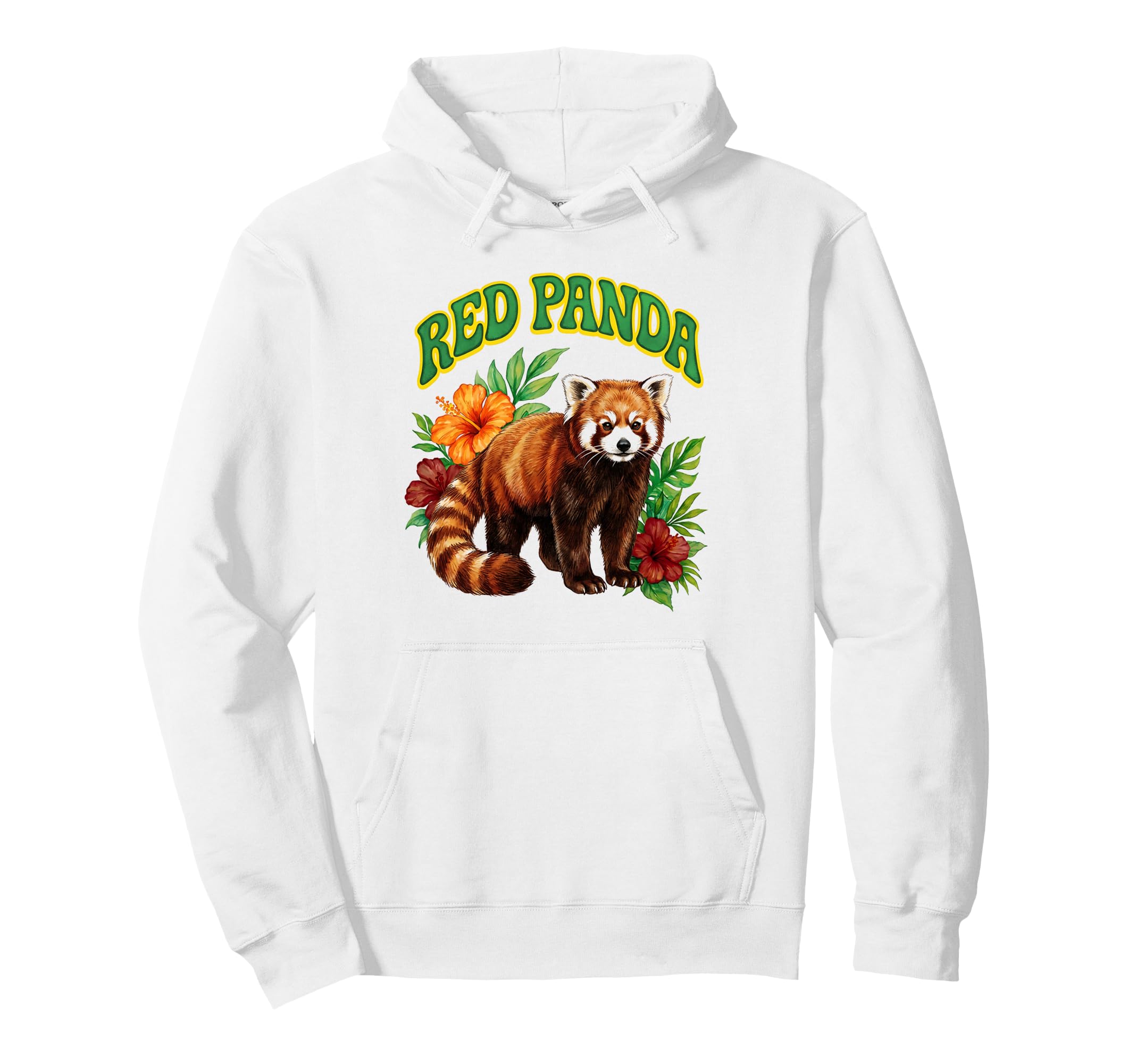 Red Panda Groovy Floral Watercolor Hoodie - Custom Art Print Men Women - T-Shirt, Sweatshirt, Hoodie