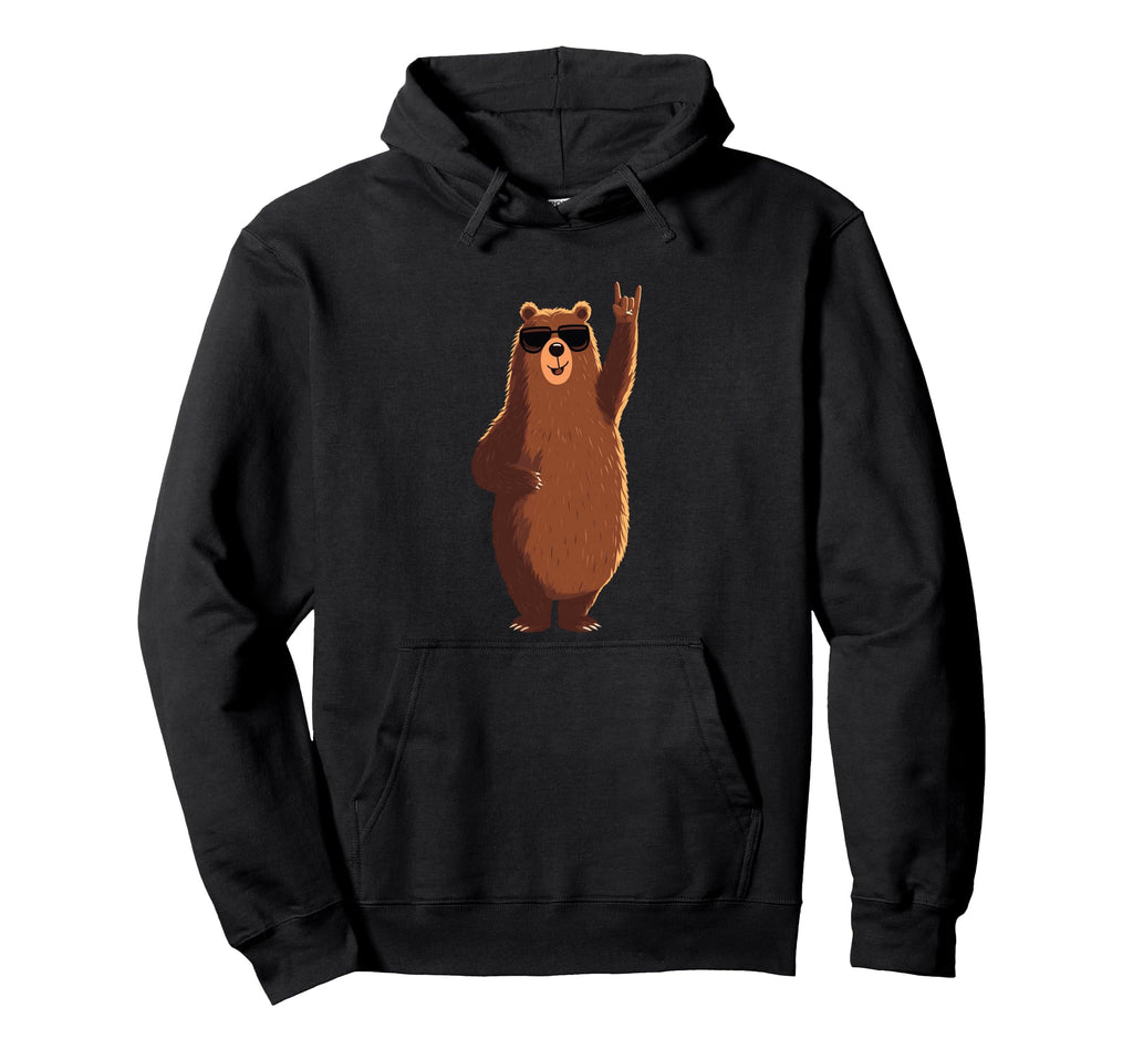 Bear Rock Funny Animal Lover Vibe Hoodie - Novelty Apparel for Adults - T-Shirt, Sweatshirt, Hoodie