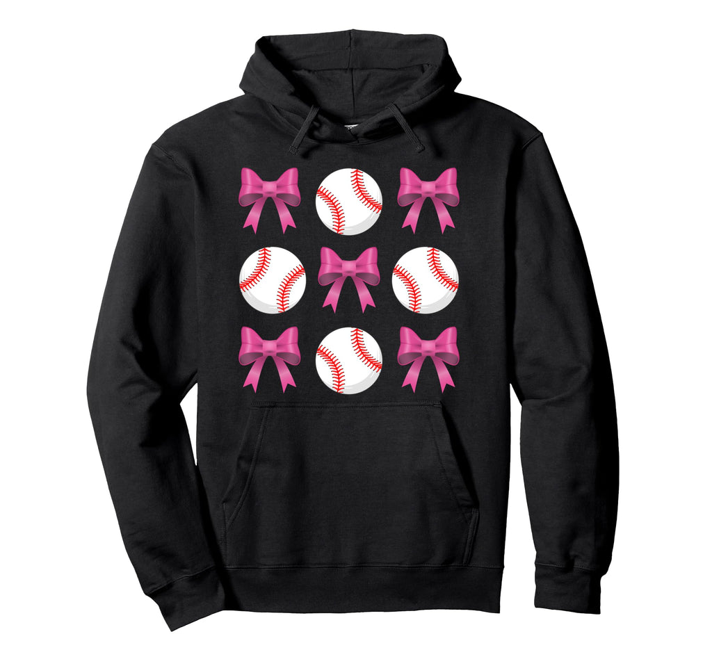 Baseball Mom Mama Coquette Bow Hoodie - Casual Everyday Wear for Adults - T-Shirt, Sweatshirt, Hoodie