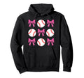 Baseball Mom Mama Coquette Bow Hoodie - Casual Everyday Wear for Adults - T-Shirt, Sweatshirt, Hoodie