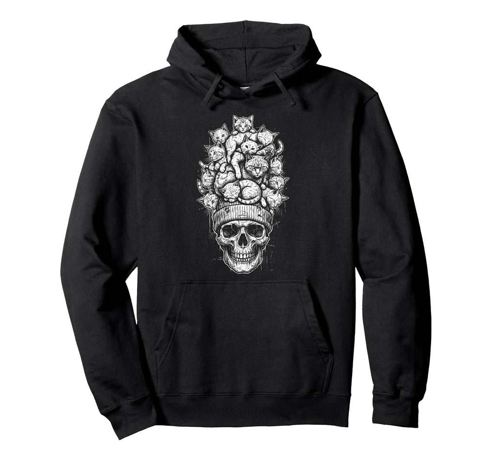 Skull Cat Skeleton Kitty Kitten Gothic Hoodie - Minimalist Print Unisex - T-Shirt, Sweatshirt, Hoodie