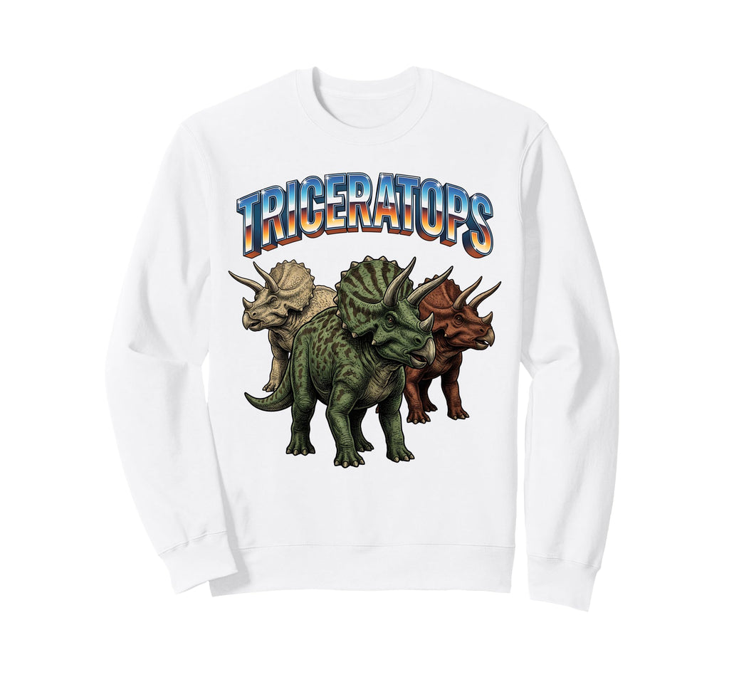 Triceratops 70S 90S Triceratops Sweatshirt - Streetwear Style Unisex - T-Shirt, Sweatshirt, Hoodie