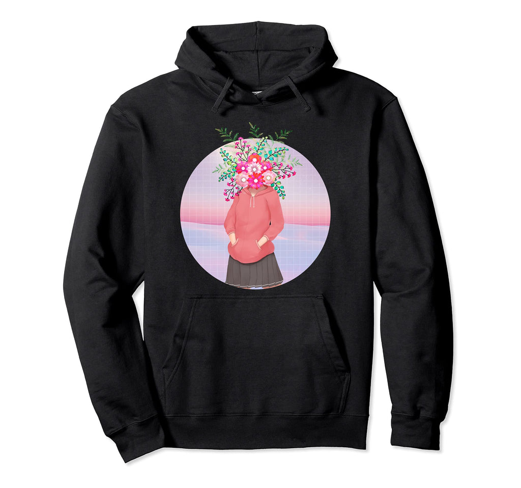 Vaporwave Aesthetic Japanese Floral Hoodie - Trendy Graphic for Adults - T-Shirt, Sweatshirt, Hoodie
