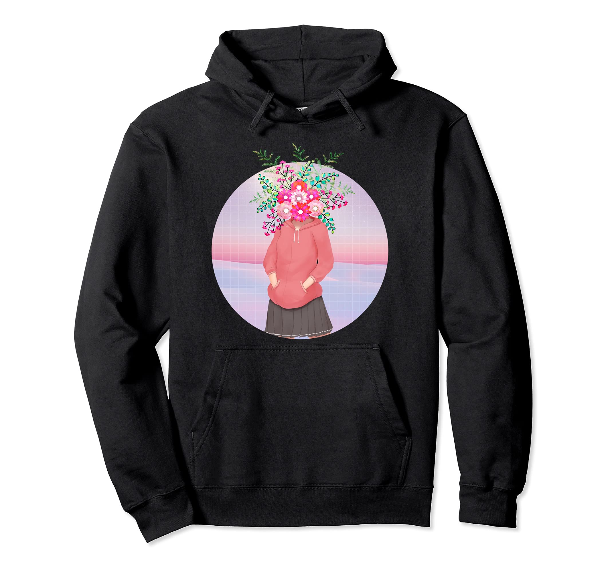 Vaporwave Aesthetic Japanese Floral Hoodie - Trendy Graphic for Adults - T-Shirt, Sweatshirt, Hoodie