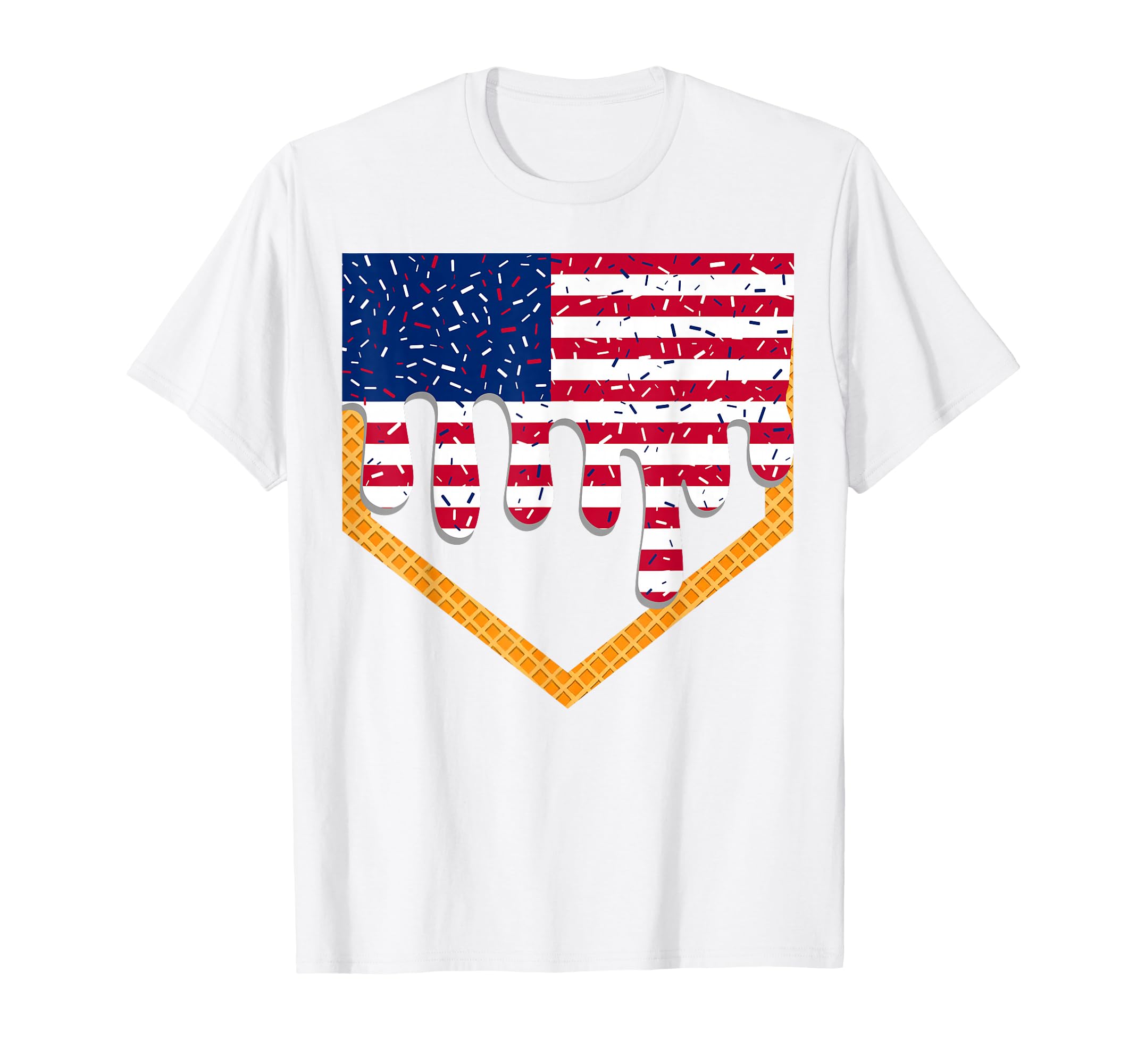 4Th July Baseball Drip Ice Cream Patriotic T-Shirt - Graphic Print Unisex - T-Shirt, Sweatshirt, Hoodie