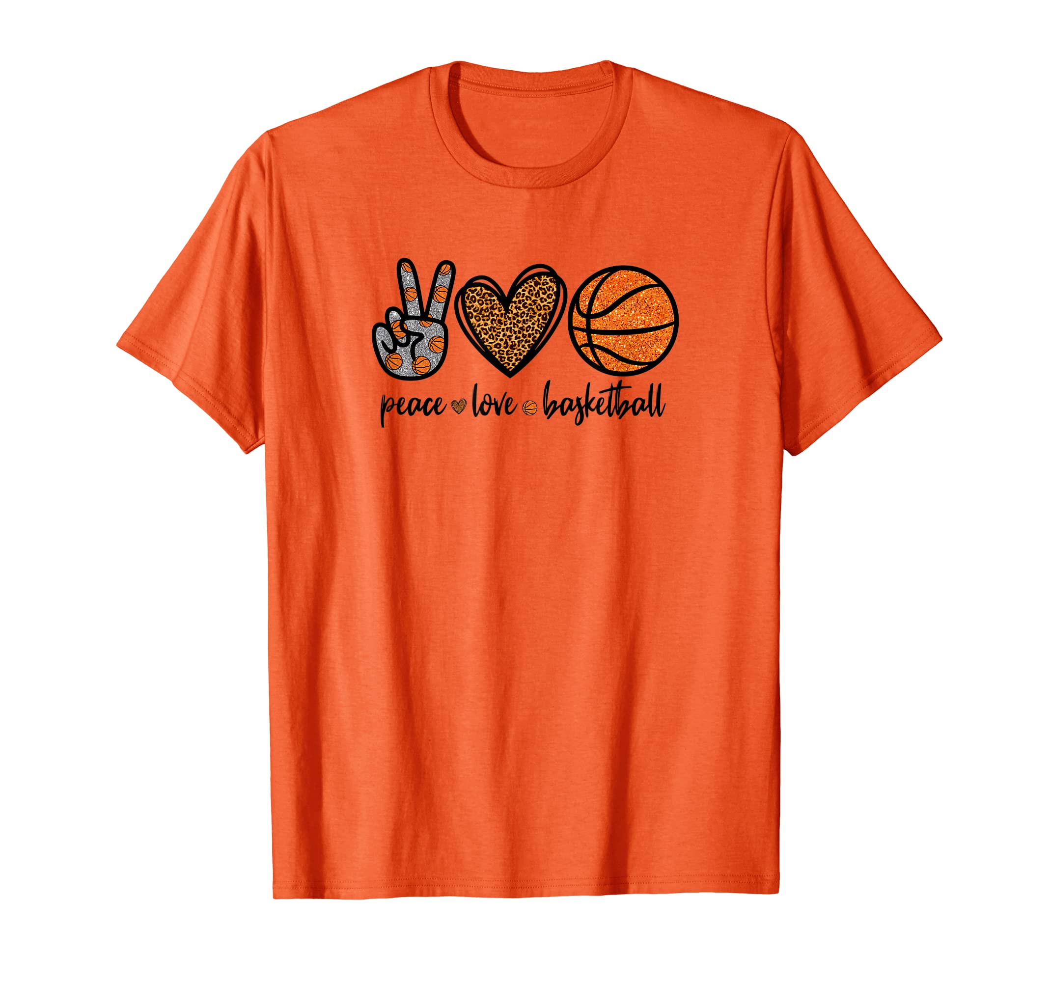 Orange Basketball Mom Peace Love T-Shirt - Casual Everyday Wear for Adults - T-Shirt, Sweatshirt, Hoodie