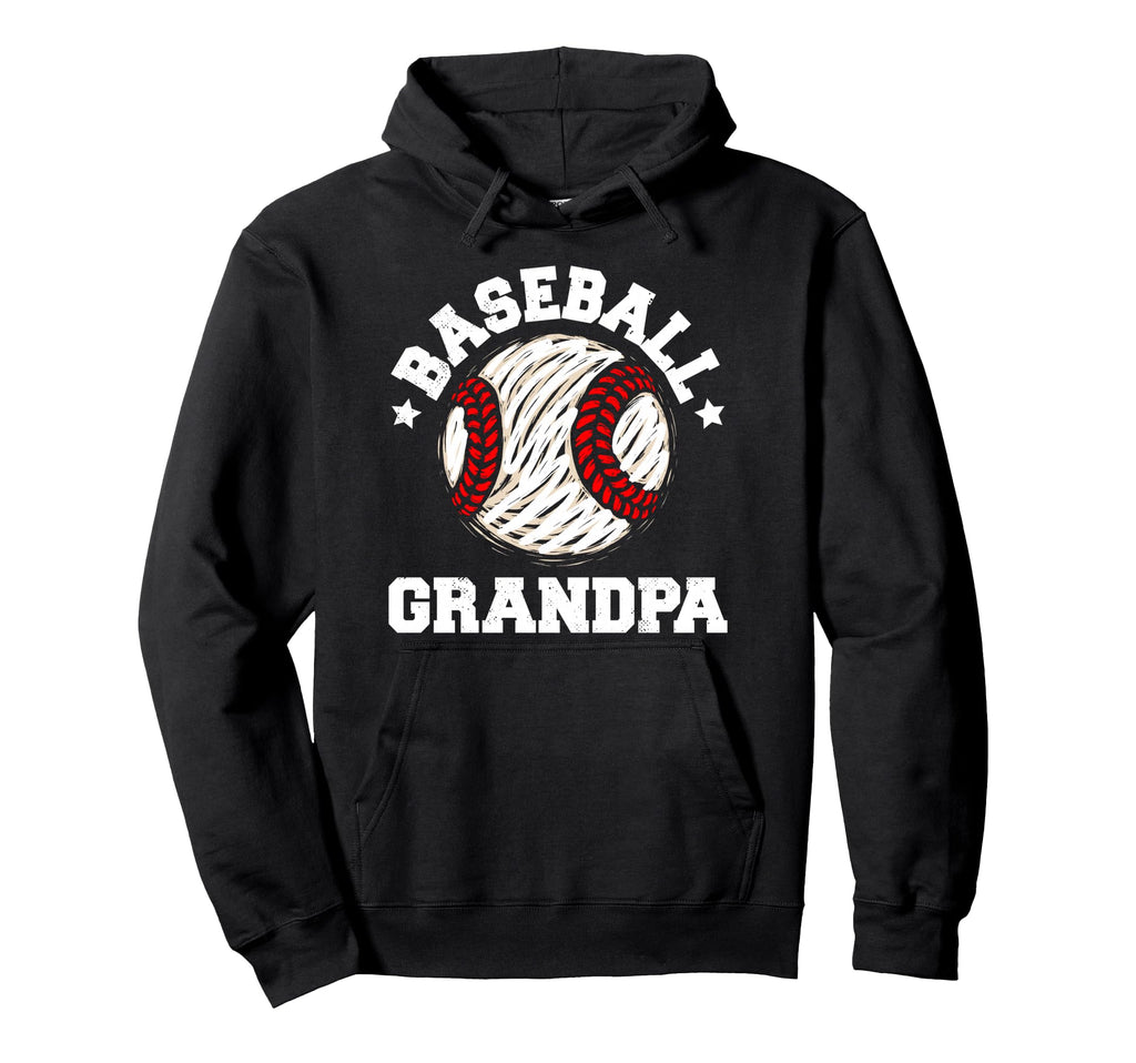 Baseball Grandpa Distressed Funny Hoodie - Graphic Print for Adults - T-Shirt, Sweatshirt, Hoodie