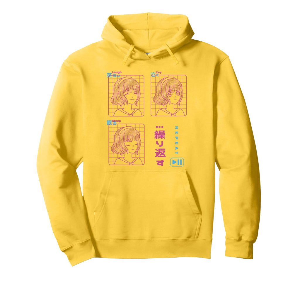 Anime Aesthetic Laugh Cry Sleep Hoodie - Casual Everyday Wear for Adults - T-Shirt, Sweatshirt, Hoodie