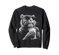 Tiger Drinking Iced Coffee Funny Sweatshirt - Unique Graphic for Adults - T-Shirt, Sweatshirt, Hoodie